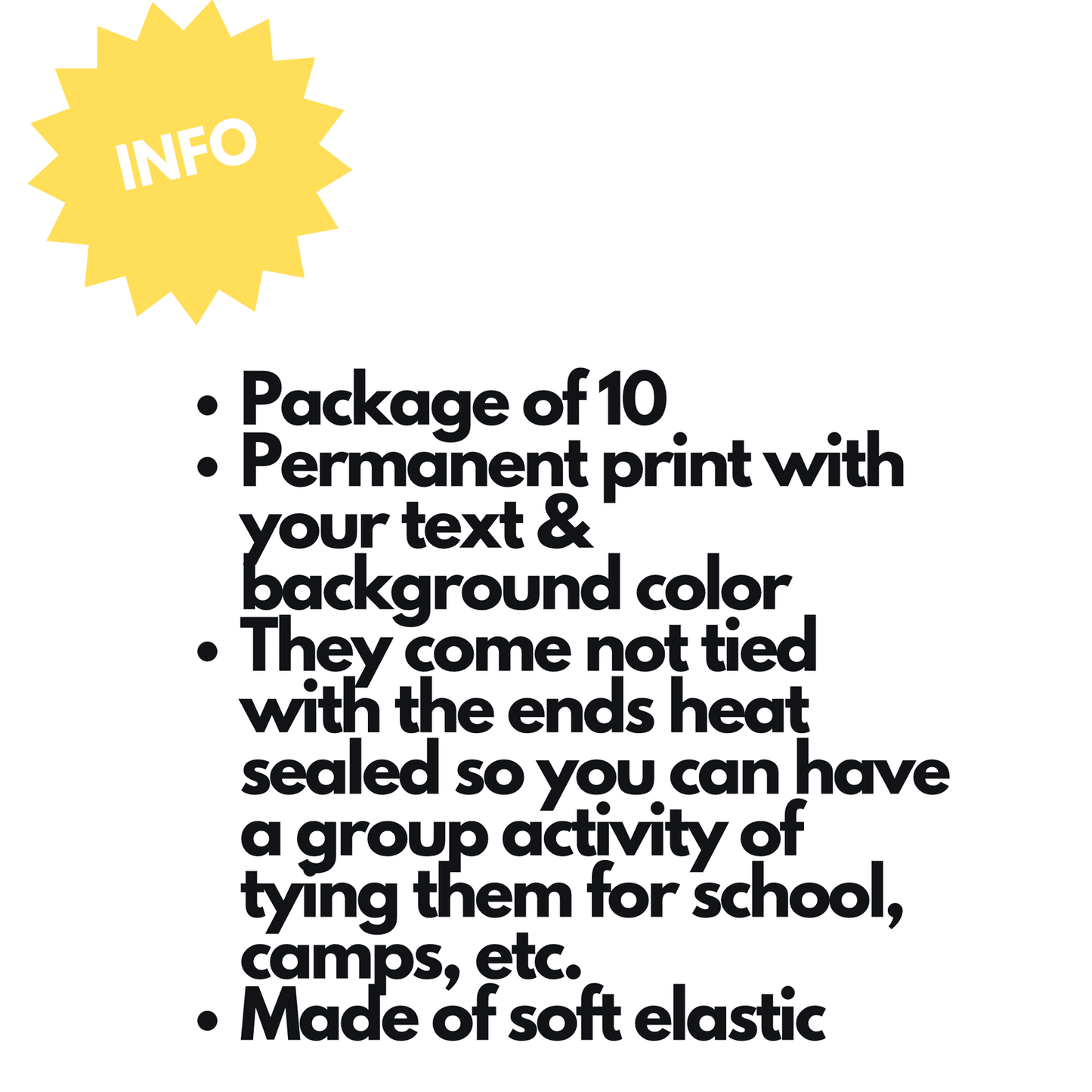 10 Pack - Tie Them Yourself DIY Custom Hair Tie Bracelets - Add Your Text, Date or Quote