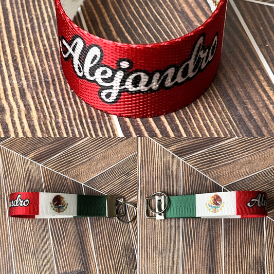 "Alejandro" Mexican Flag Nylon Keychain Key Fob - Extra Item - Clearanced