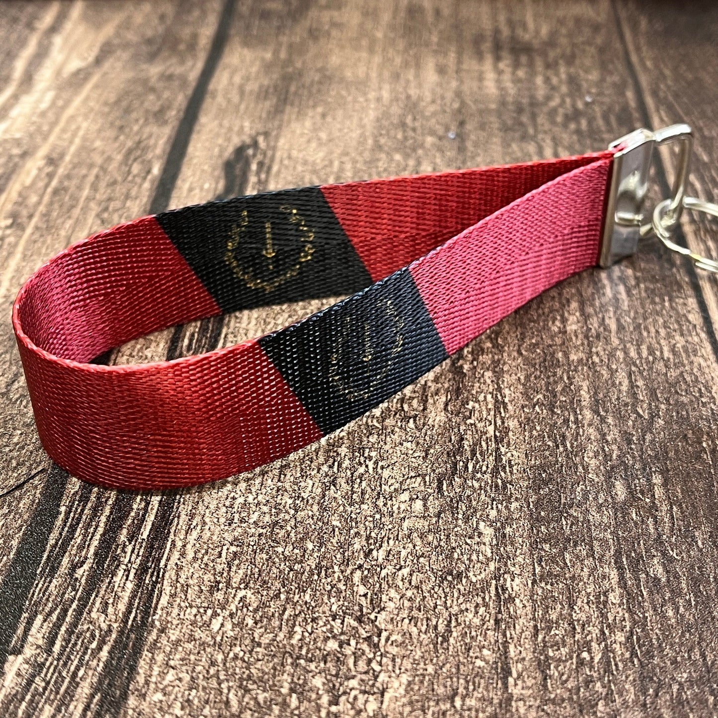 Black American Heritage Flag Personalized Name Nylon Key Fob - Custom Wristlet Keychain