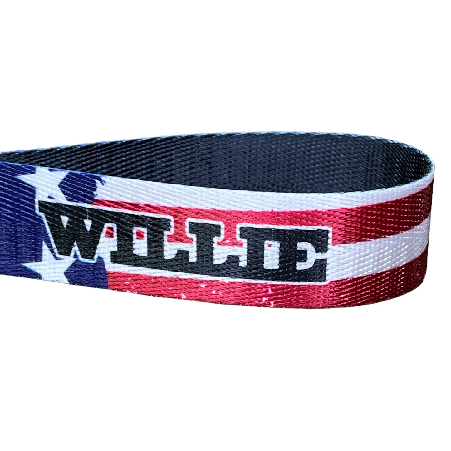 Cowboy American Flag - Personalized Red, White and Blue Nylon Key Fob - Custom Wristlet Keychain