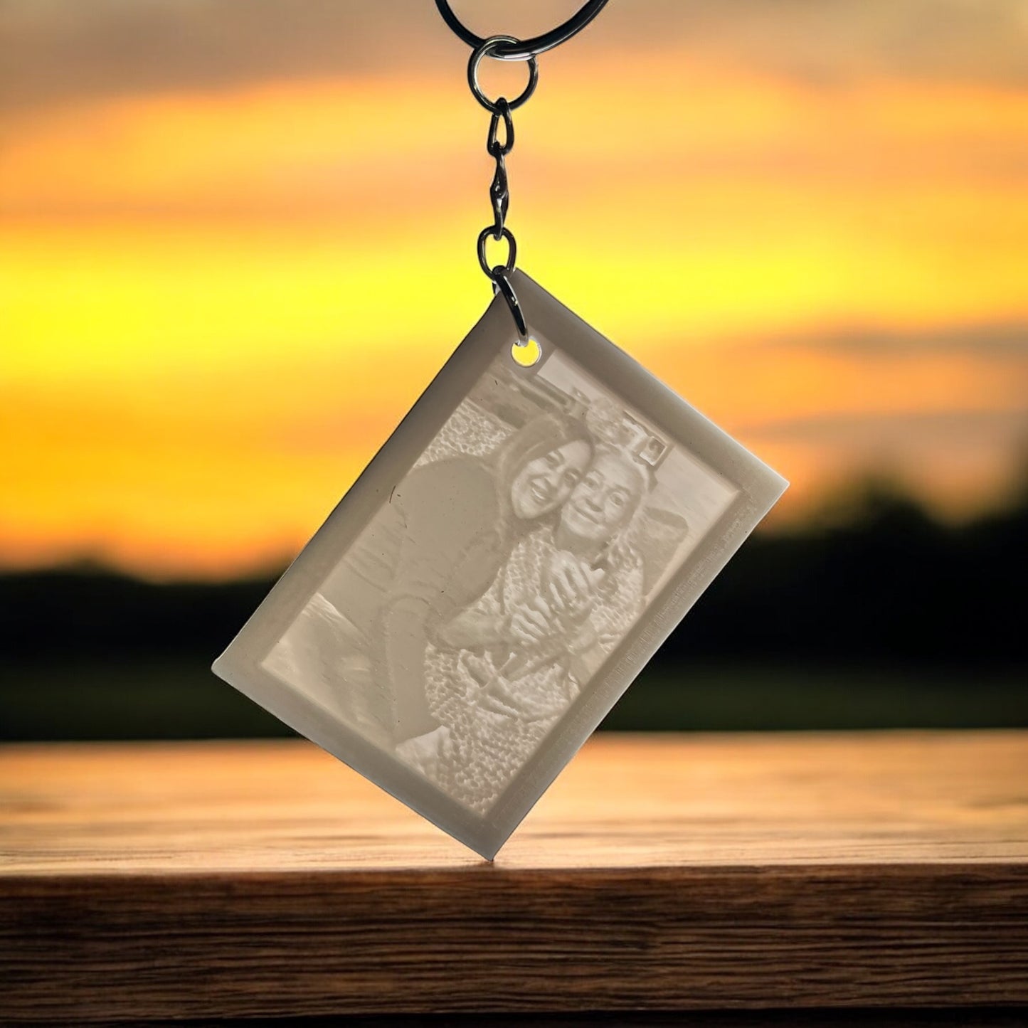 Custom 3D Printed Lithophane Keychain - Unique Personalized Photo Keychain - White PLA Plastic Key Fob