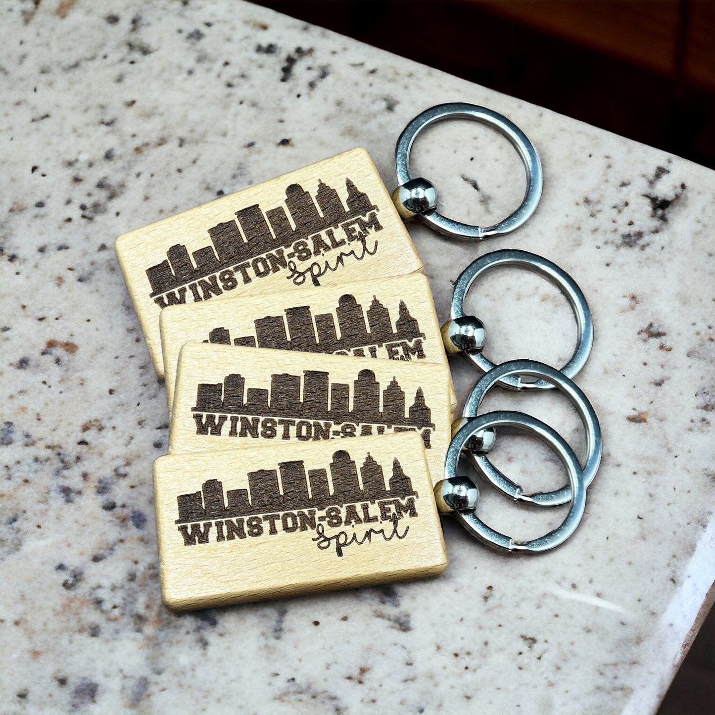 Custom Wooden Engraved Keychain with Business Logo and QR Code - Promotional Rectangular Keychains for Marketing - Bulk Discounts and Wholesale Options Available - Perfect for Trade Shows and Events