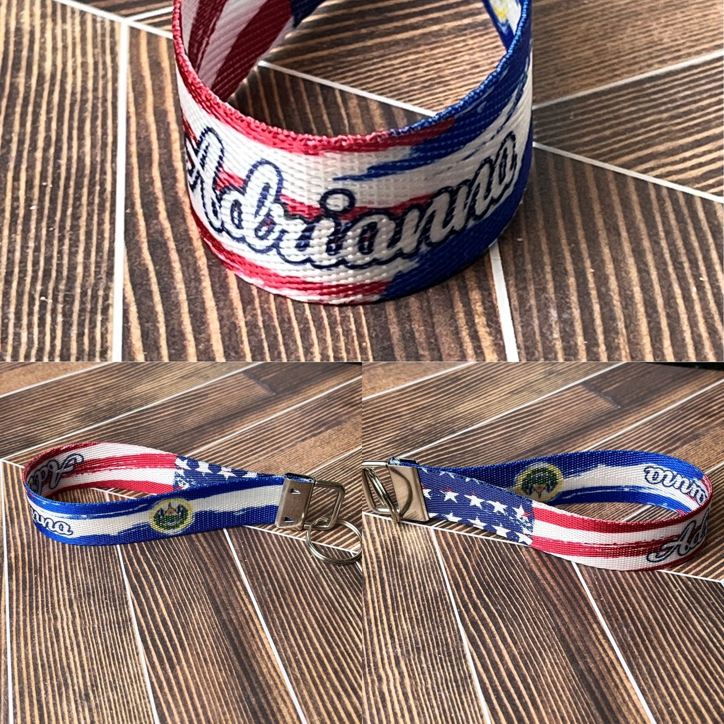 "Adrianna" El Salvador American - Nylon Keychain Key Fob - Clearanced