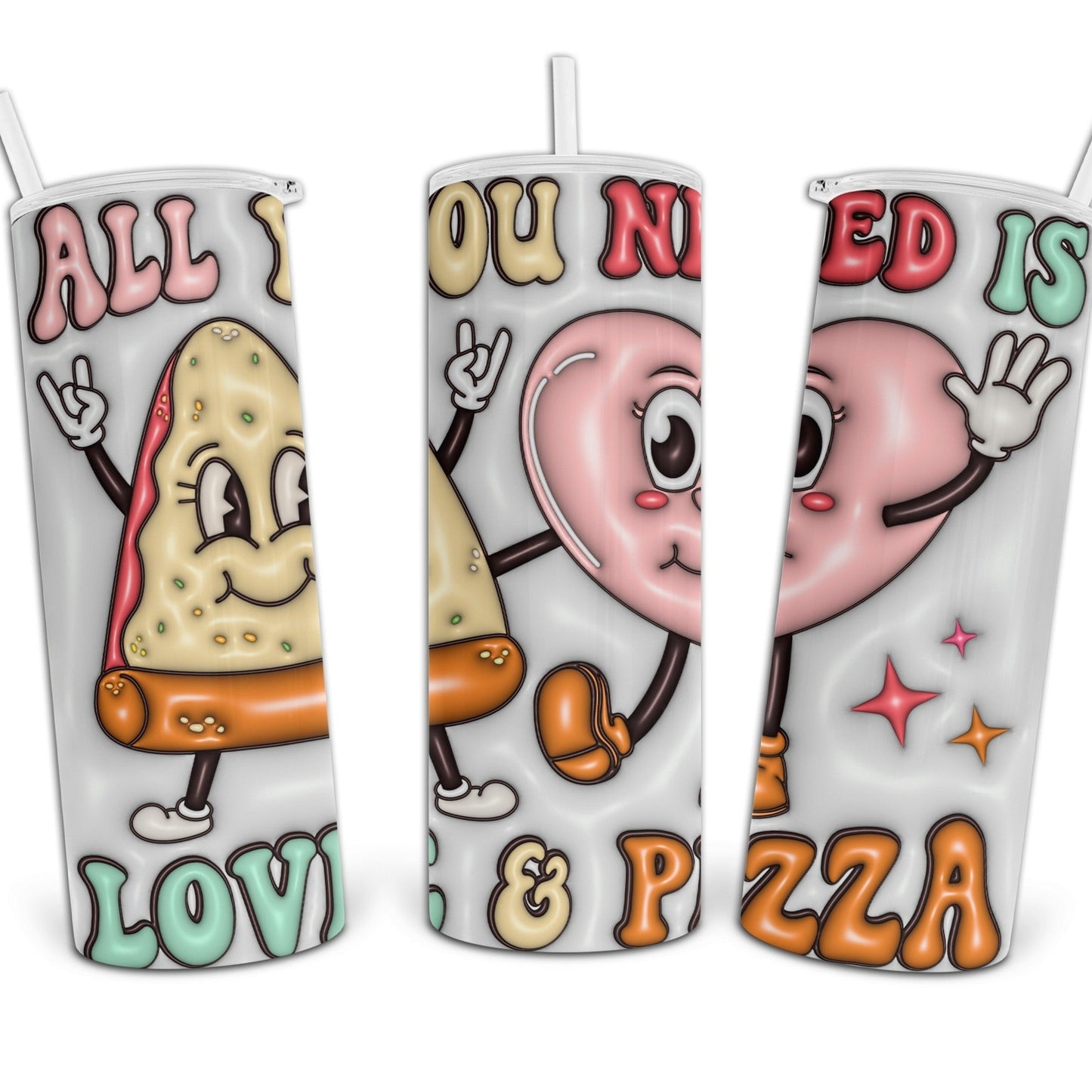 I Love You More Than Coffee Inflated Valentine's Day Design 20 ounce Stainless Steel Tumbler with Lid and Reusable Straw