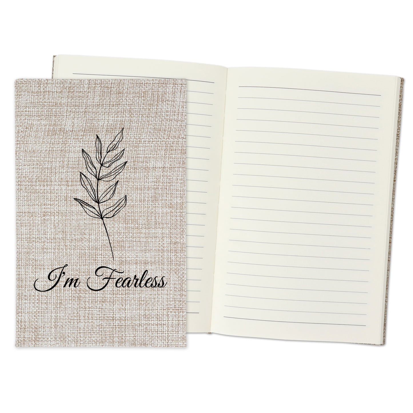 I'm Fearless - Affirmation Quote Burlap Notebook Journal with Lined Pages