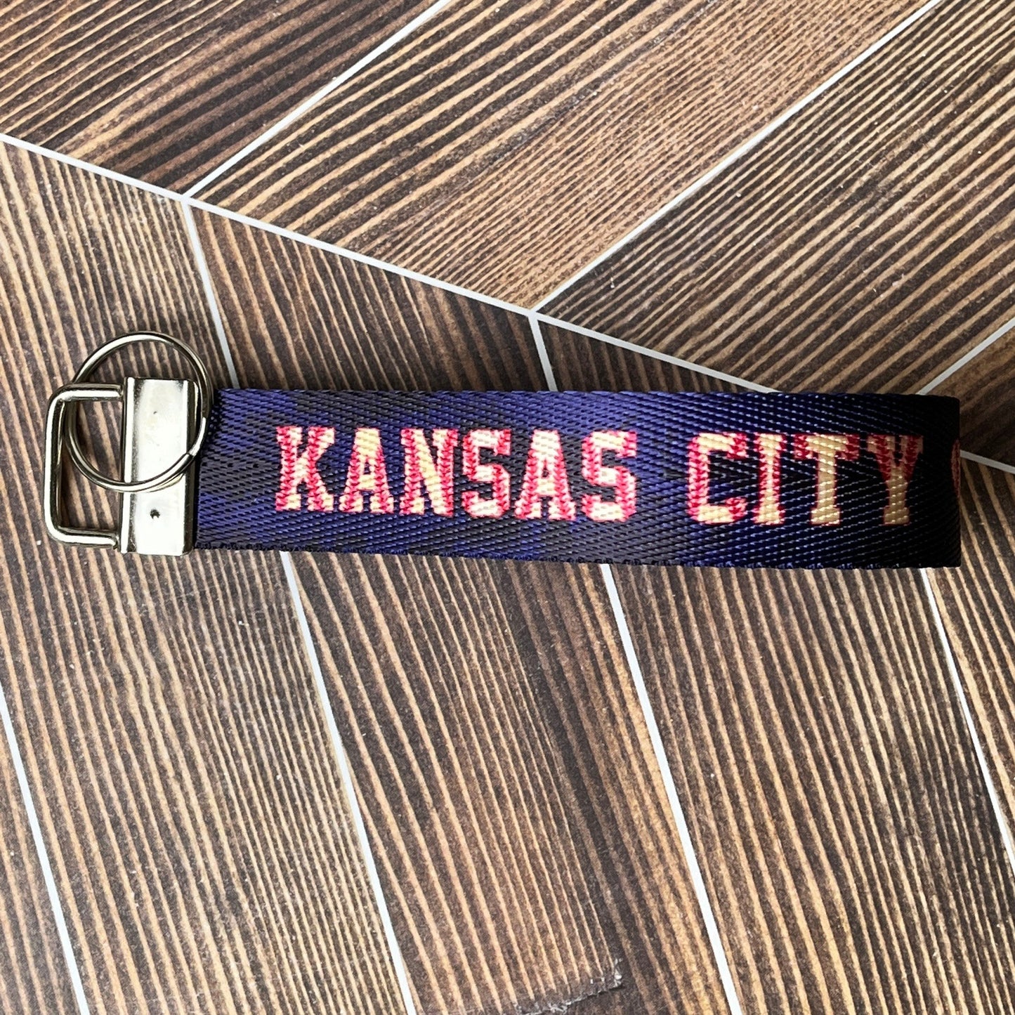 Kansas City Baseball Heart Nylon Keychain Key Fob - Sample - Clearanced