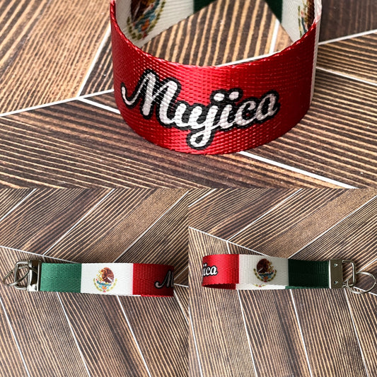 "Mujica" Mexican Flag Nylon Keychain Key Fob - Extra Item - Clearanced