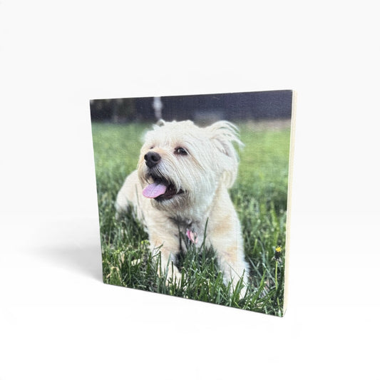Personalized 6x6 Wood Photo Block - Custom Picture on Natural Wood