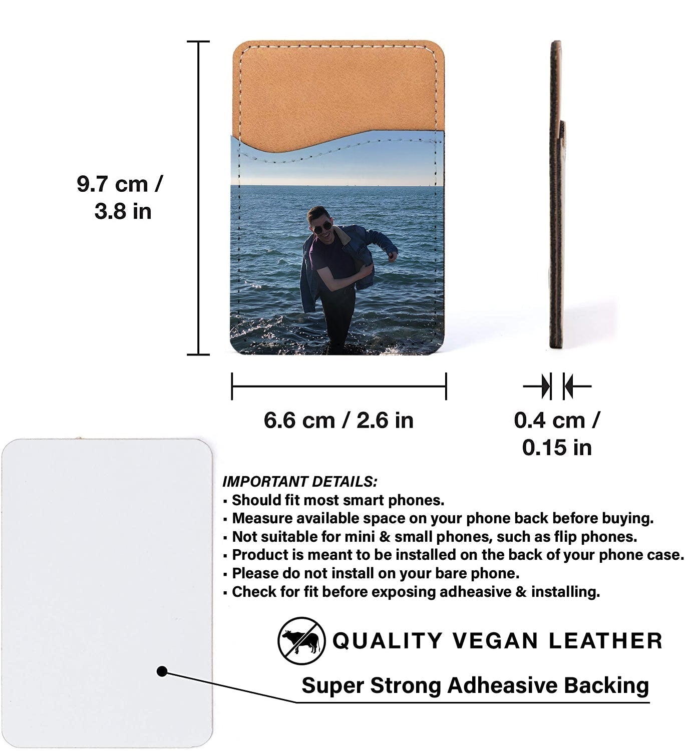 Personalized Dog Photo Phone Wallet - Customized Pet Picture Stick On Card Holder