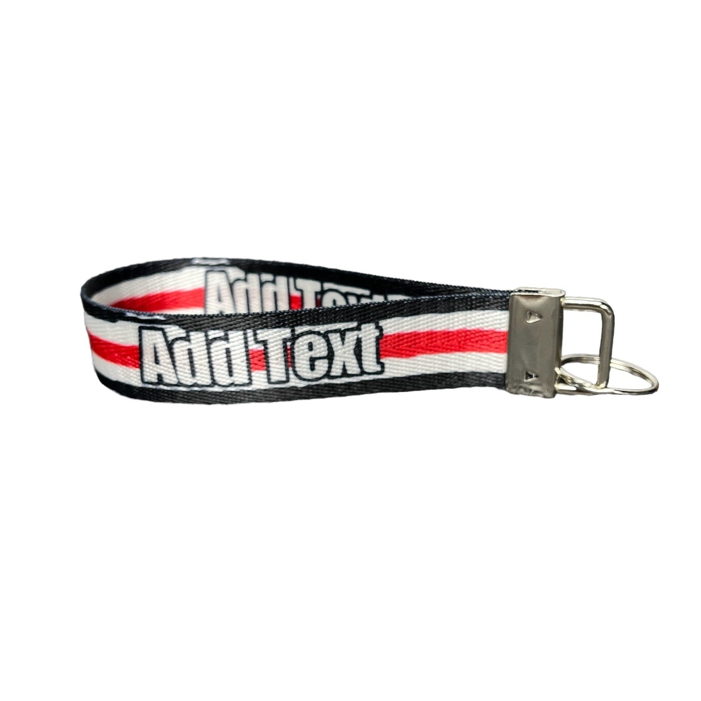Personalized Firefighter Thin Red Line American Flag Nylon Key Fob - Fabric Wristlet Keychain