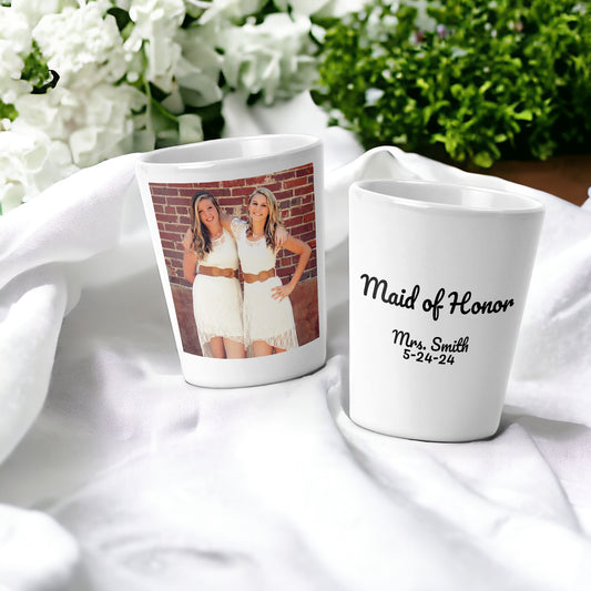 Personalized Shot Glass Bachelorette Party Favor - Bridesmaid Wedding Shot Glass with Picture