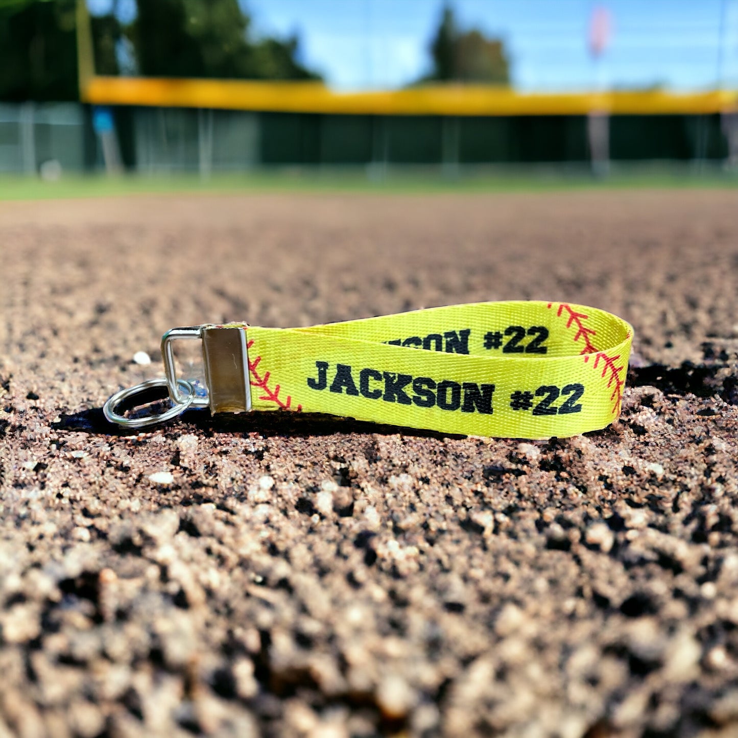 Personalized Softball Jersey Name and Number Nylon Key Fob - Custom Wristlet Keychain