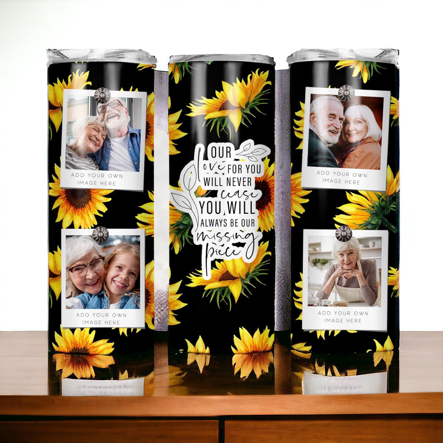 Personalized Sunflower Memorial Quote Photo Collage Tumbler