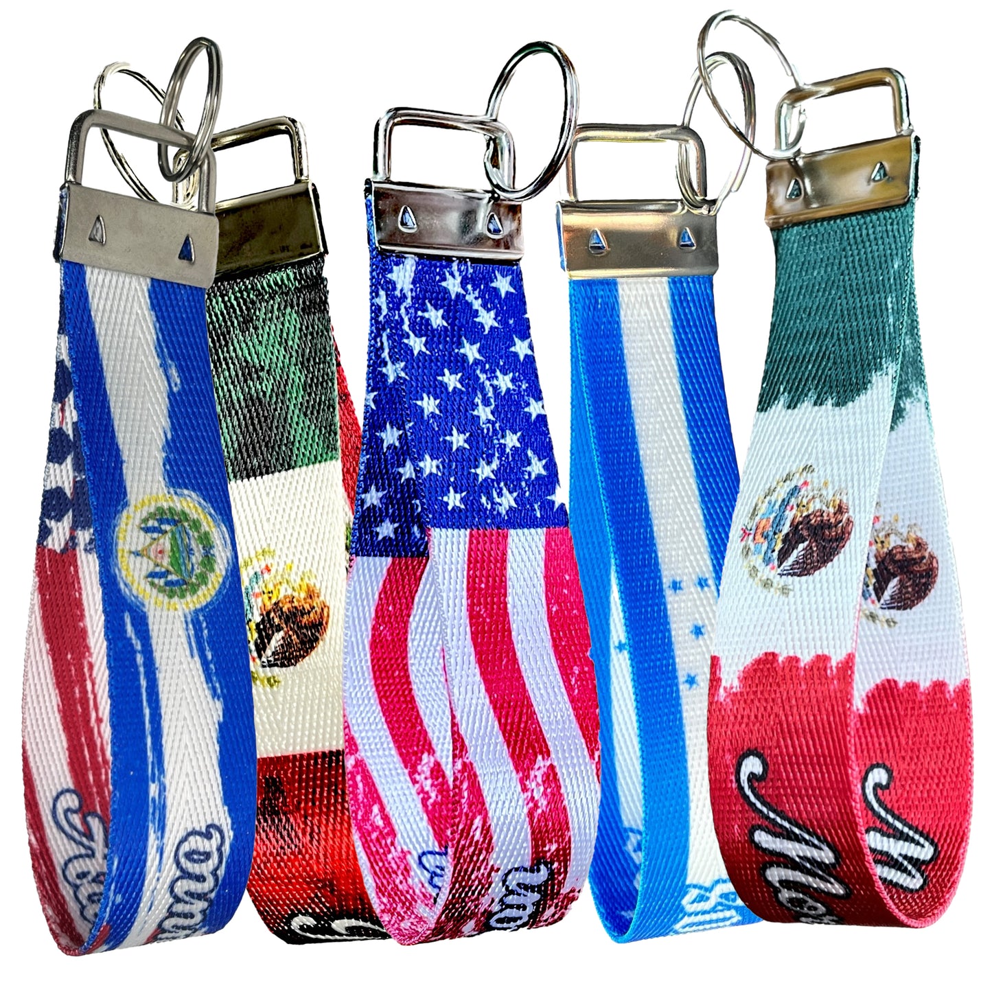 Personalized World Flag Nylon Keychain Wristlets – Customize with Flags from 100+ Countries