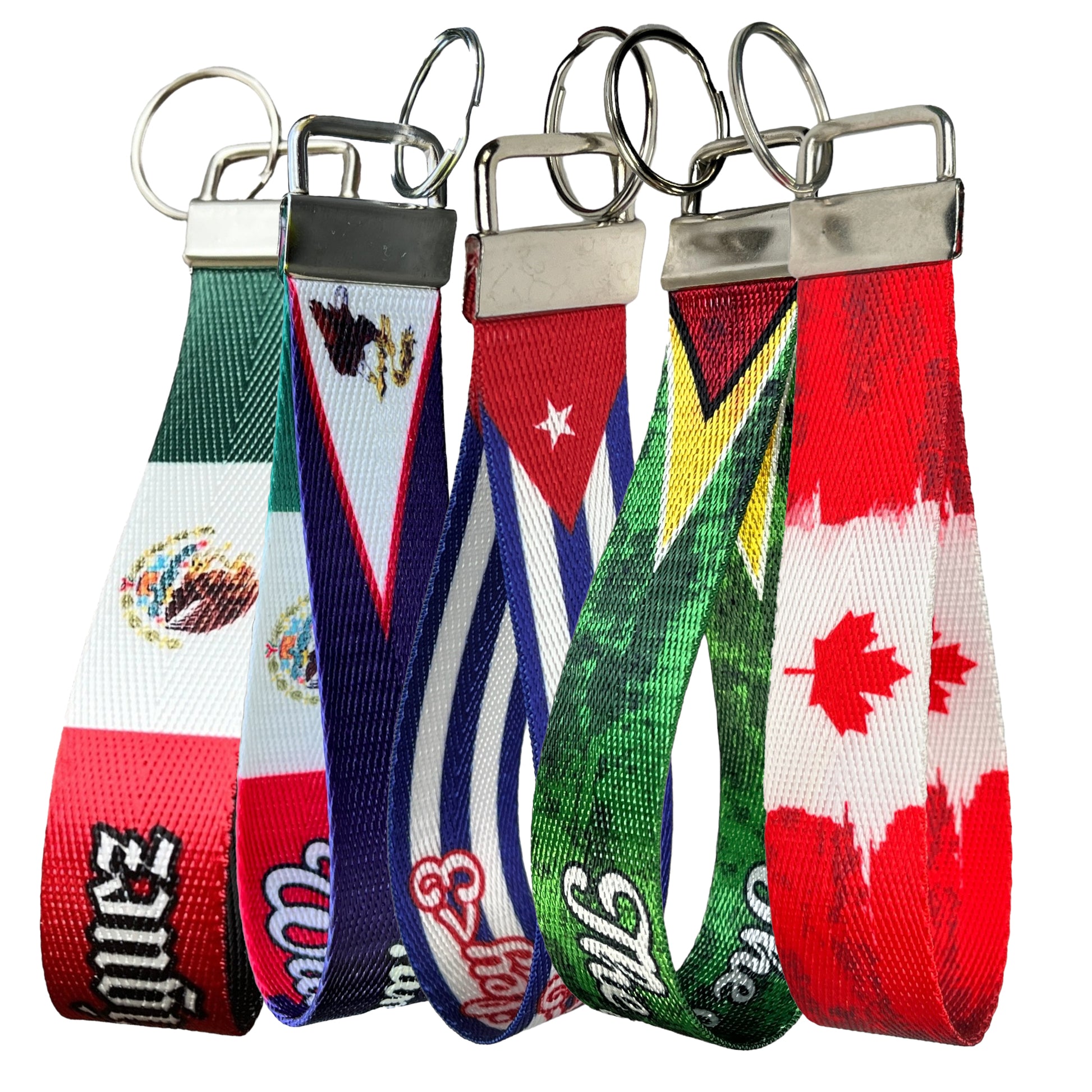 Personalized World Flag Nylon Keychain Wristlets – Customize with Flags from 100+ Countries