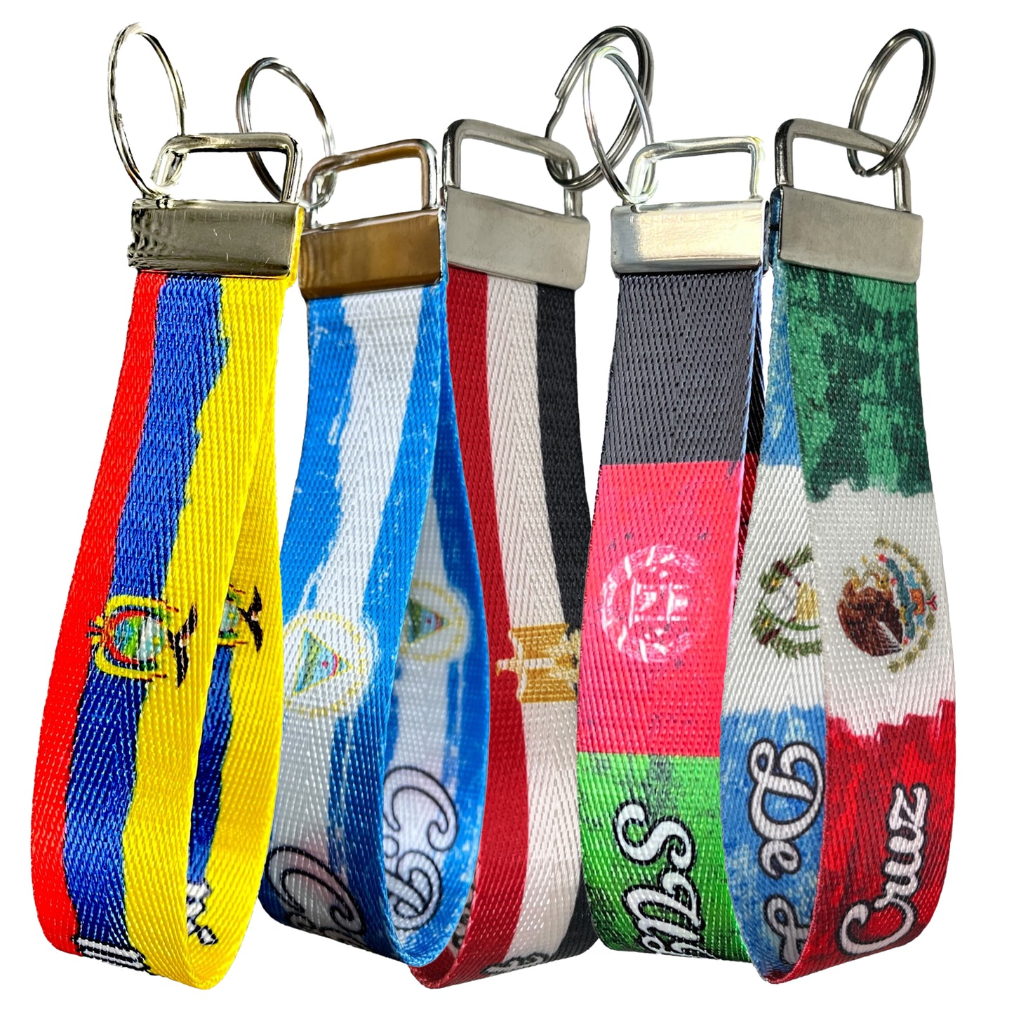 Personalized World Flag Nylon Keychain Wristlets – Customize with Flags from 100+ Countries