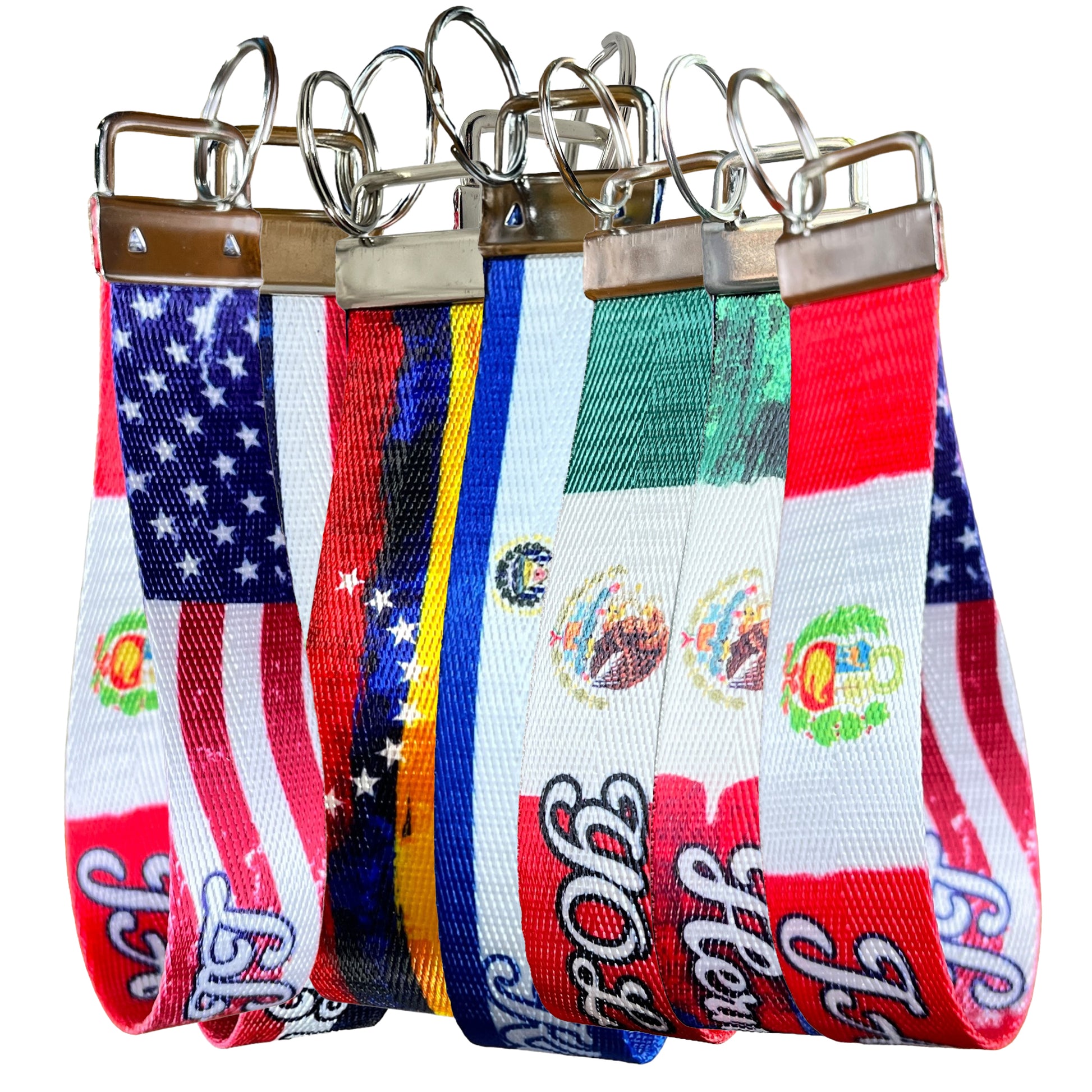 Personalized World Flag Nylon Keychain Wristlets – Customize with Flags from 100+ Countries