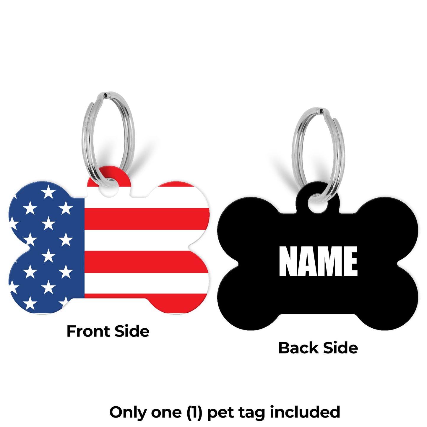 Pick Your World Flag Personalized Bone Shaped Pet Tag for Dogs and Cats with Pet Name