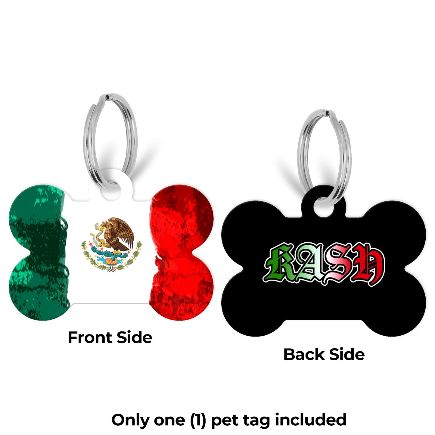 Pick Your World Flag Personalized Bone Shaped Pet Tag for Dogs and Cats with Pet Name