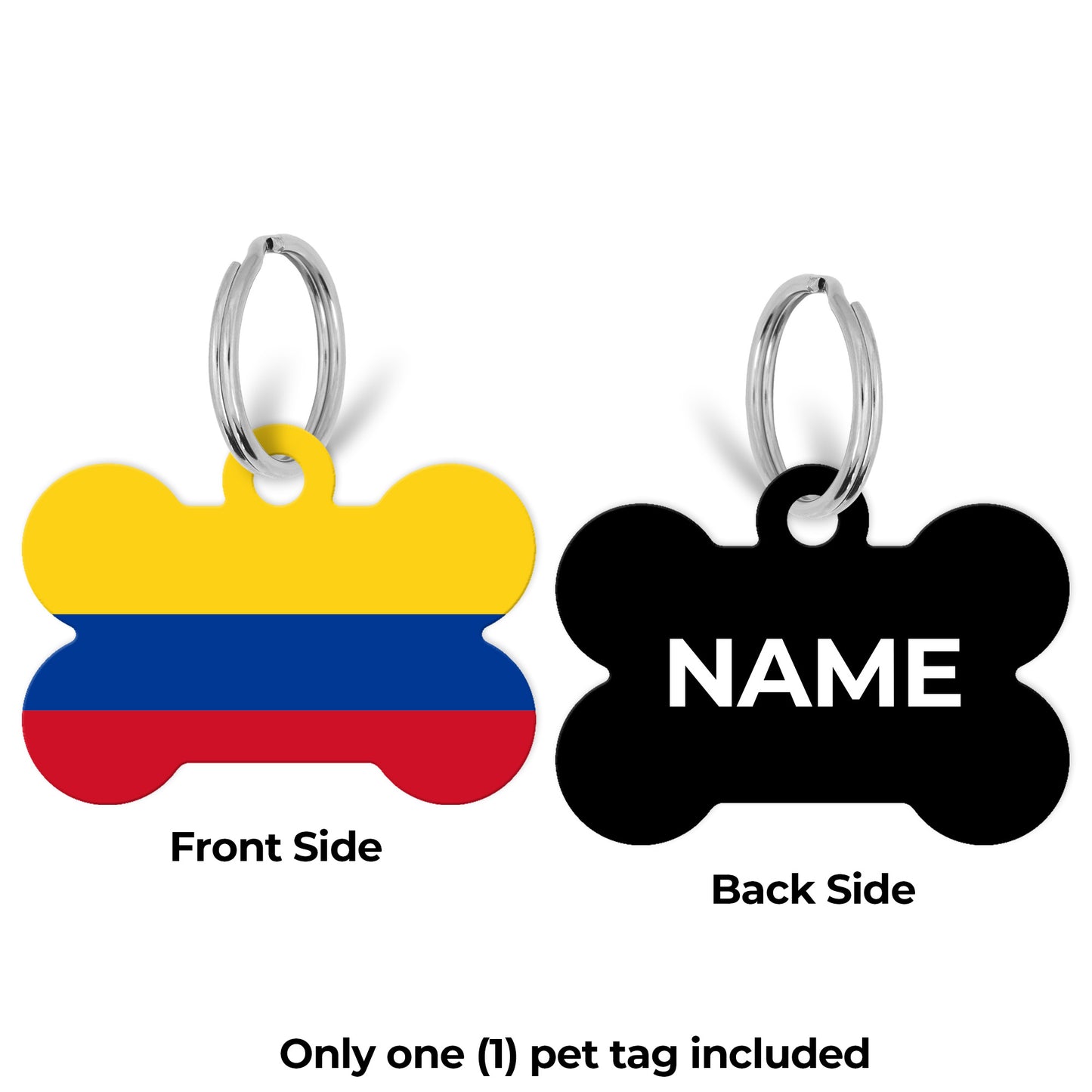 Pick Your World Flag Personalized Bone Shaped Pet Tag for Dogs and Cats with Pet Name