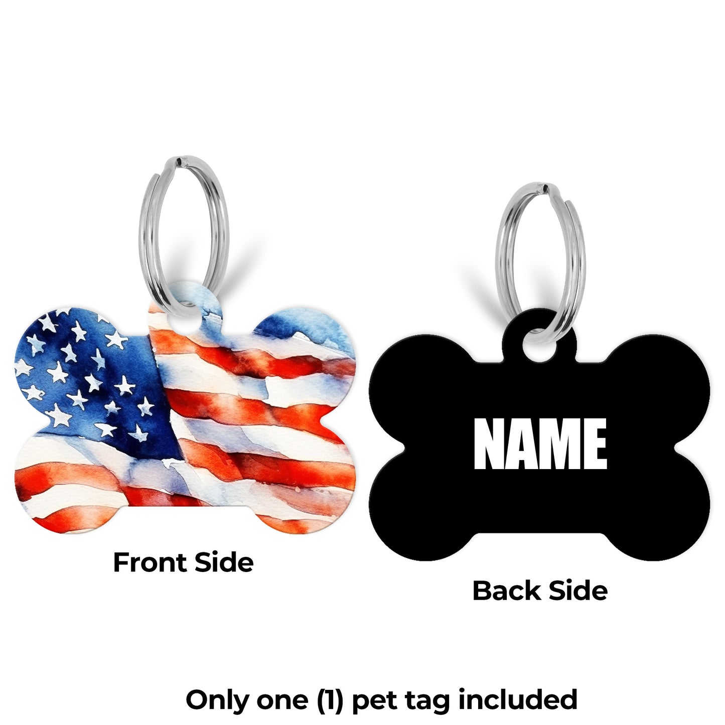 Pick Your World Flag Personalized Bone Shaped Pet Tag for Dogs and Cats with Pet Name