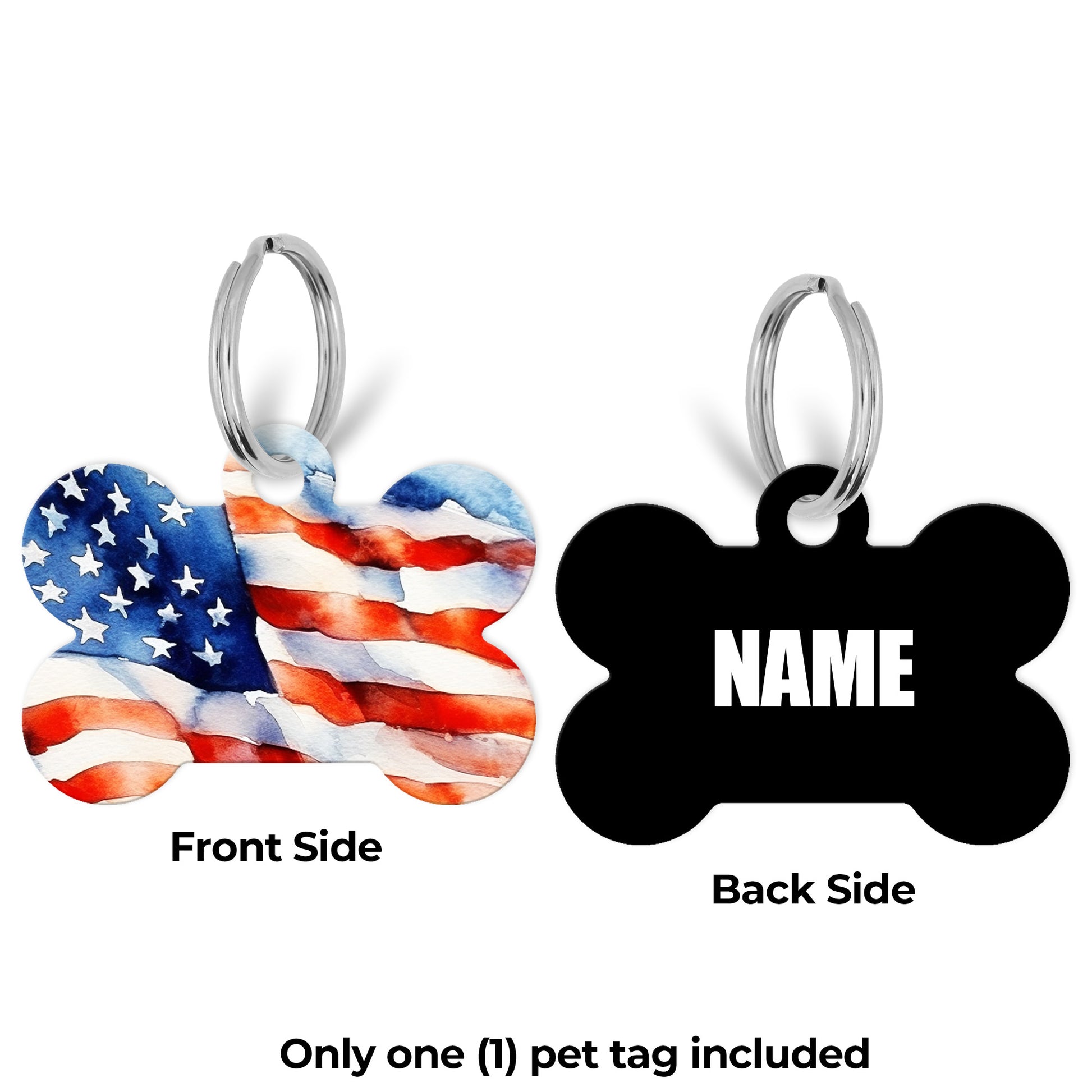 Pick Your World Flag Personalized Bone Shaped Pet Tag for Dogs and Cats with Pet Name