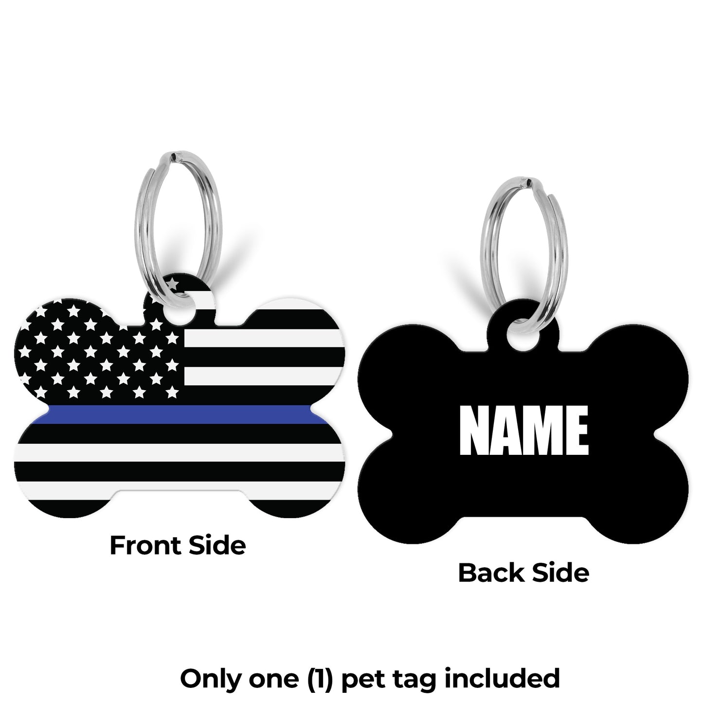 Pick Your World Flag Personalized Bone Shaped Pet Tag for Dogs and Cats with Pet Name