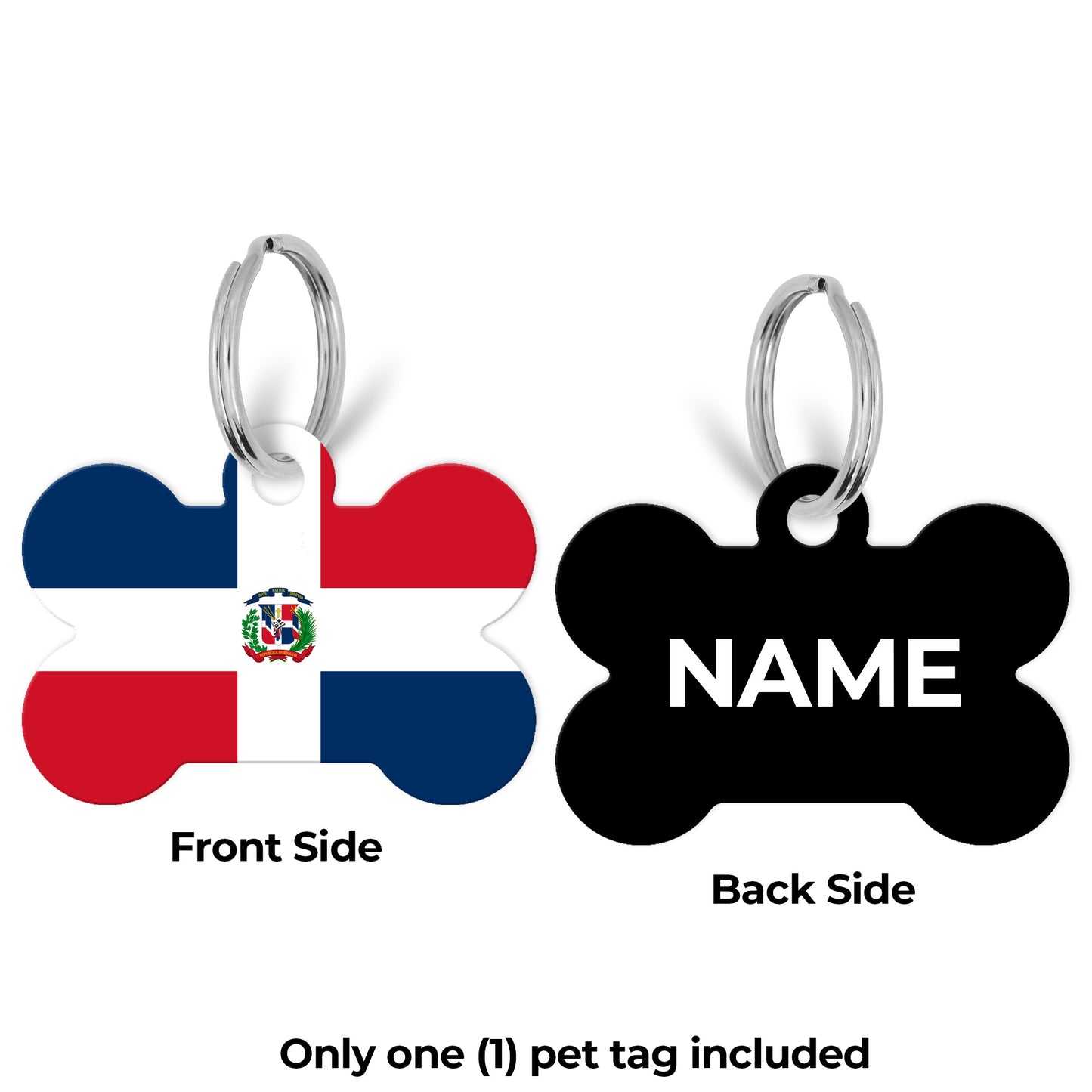 Pick Your World Flag Personalized Bone Shaped Pet Tag for Dogs and Cats with Pet Name