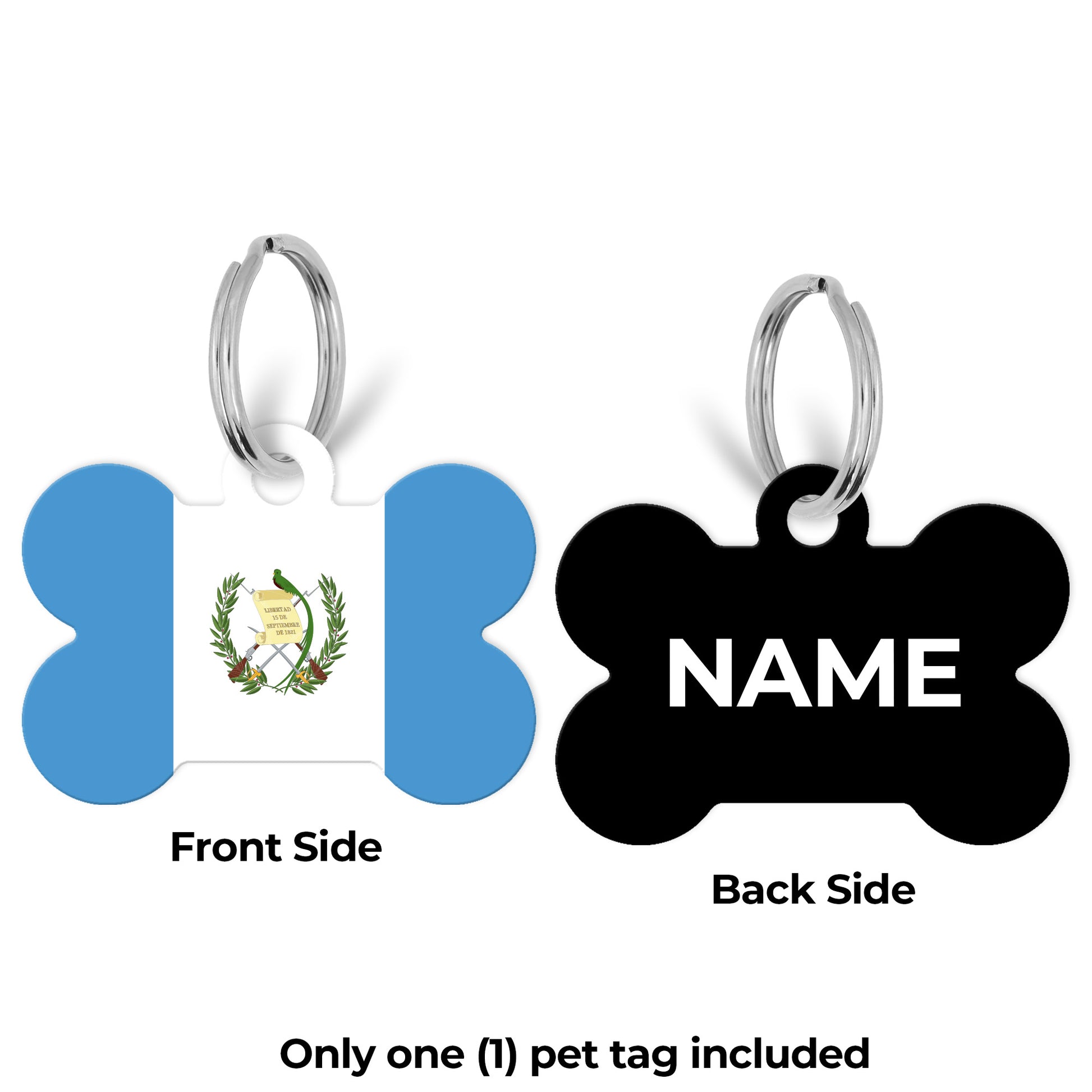 Pick Your World Flag Personalized Bone Shaped Pet Tag for Dogs and Cats with Pet Name