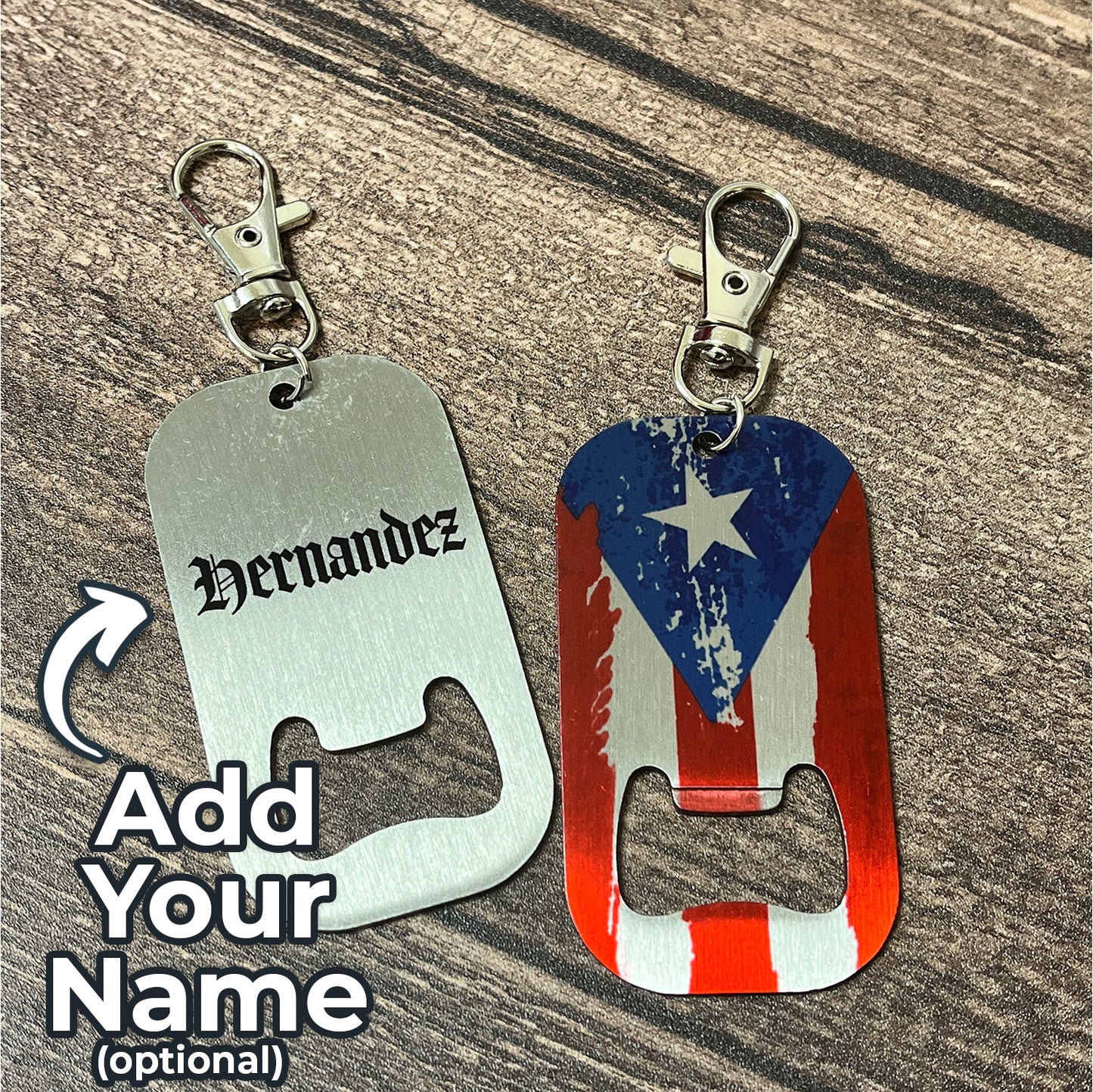 Pick Your World Flag Stainless Steel Keychain Bottle Opener - Personalized with Your Name