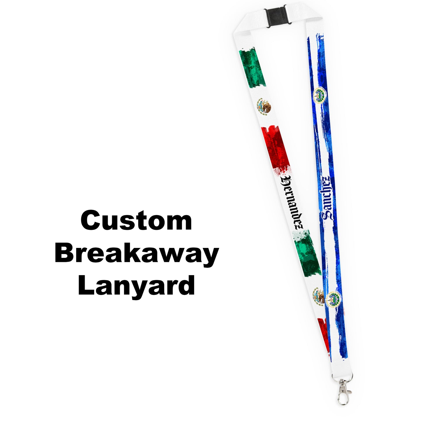 Pick Your World Flags - Artistic Personalized Name Lanyard - Many Flags to Choose From