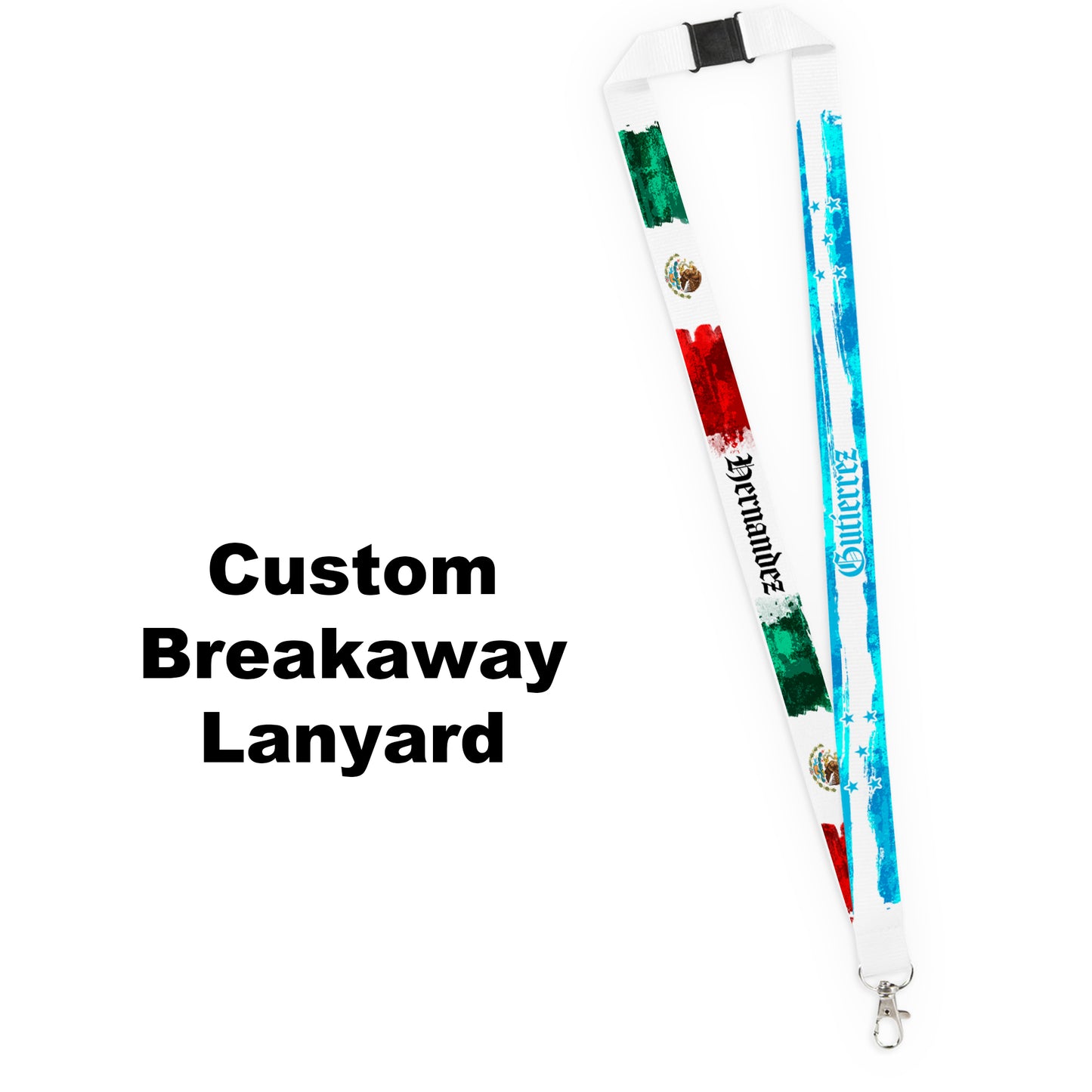 Pick Your World Flags - Artistic Personalized Name Lanyard - Many Flags to Choose From