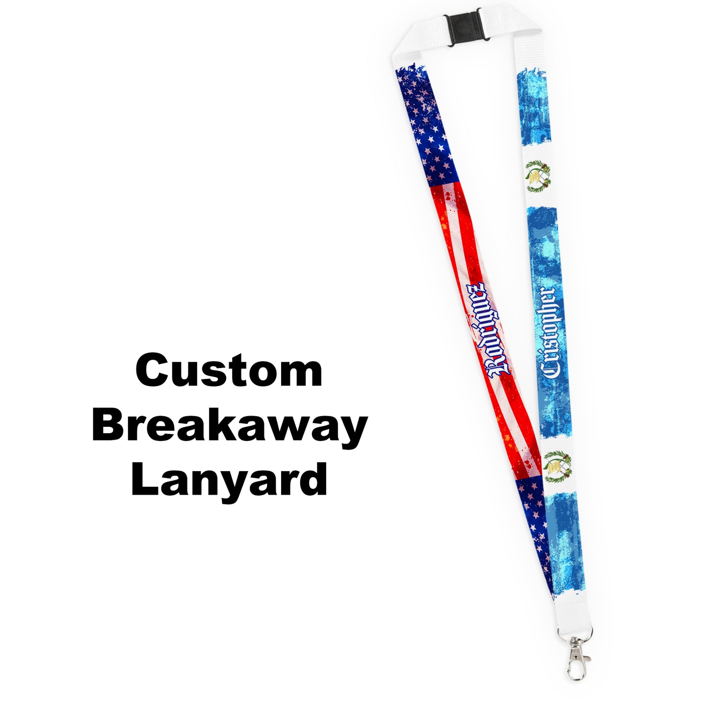 Pick Your World Flags - Artistic Personalized Name Lanyard - Many Flags to Choose From