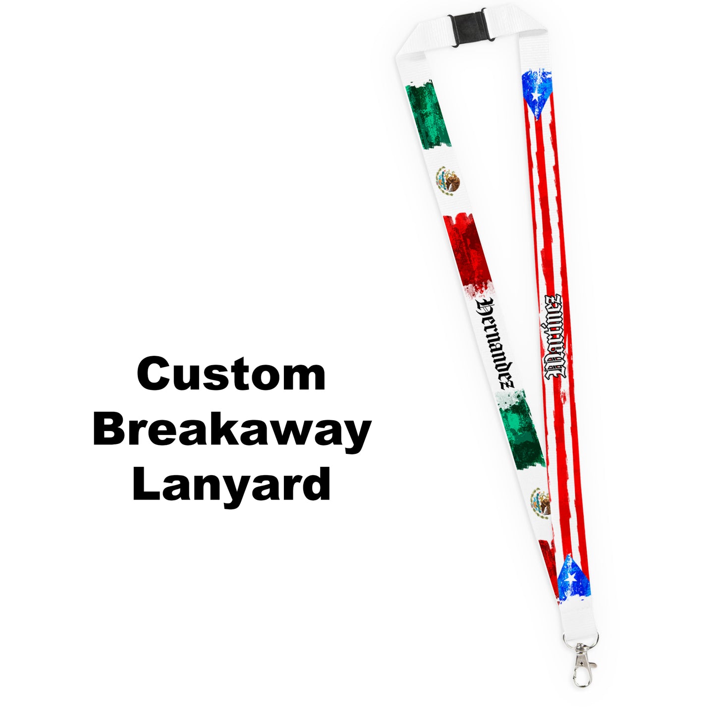 Pick Your World Flags - Artistic Personalized Name Lanyard - Many Flags to Choose From