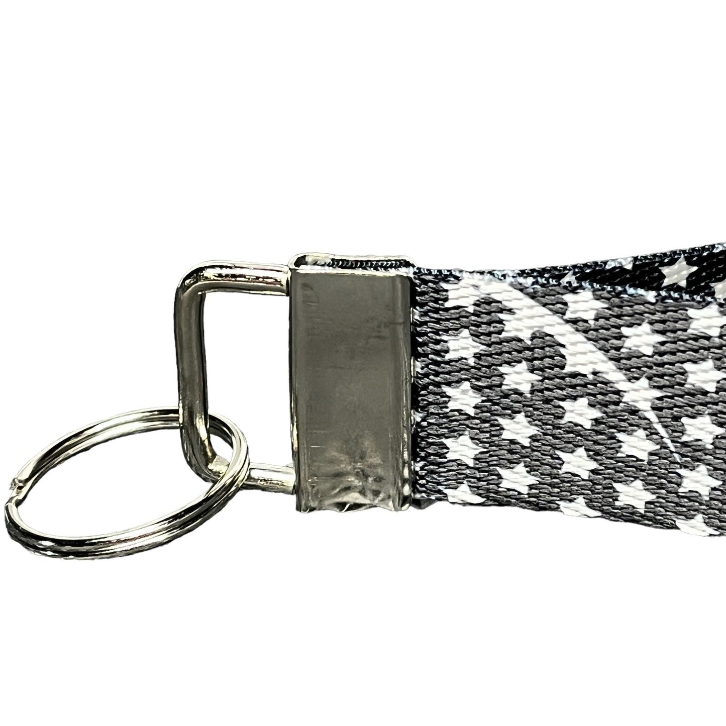 Police Thin Blue Line American Flag Nylon Key Fob - Fabric Wristlet Keychain