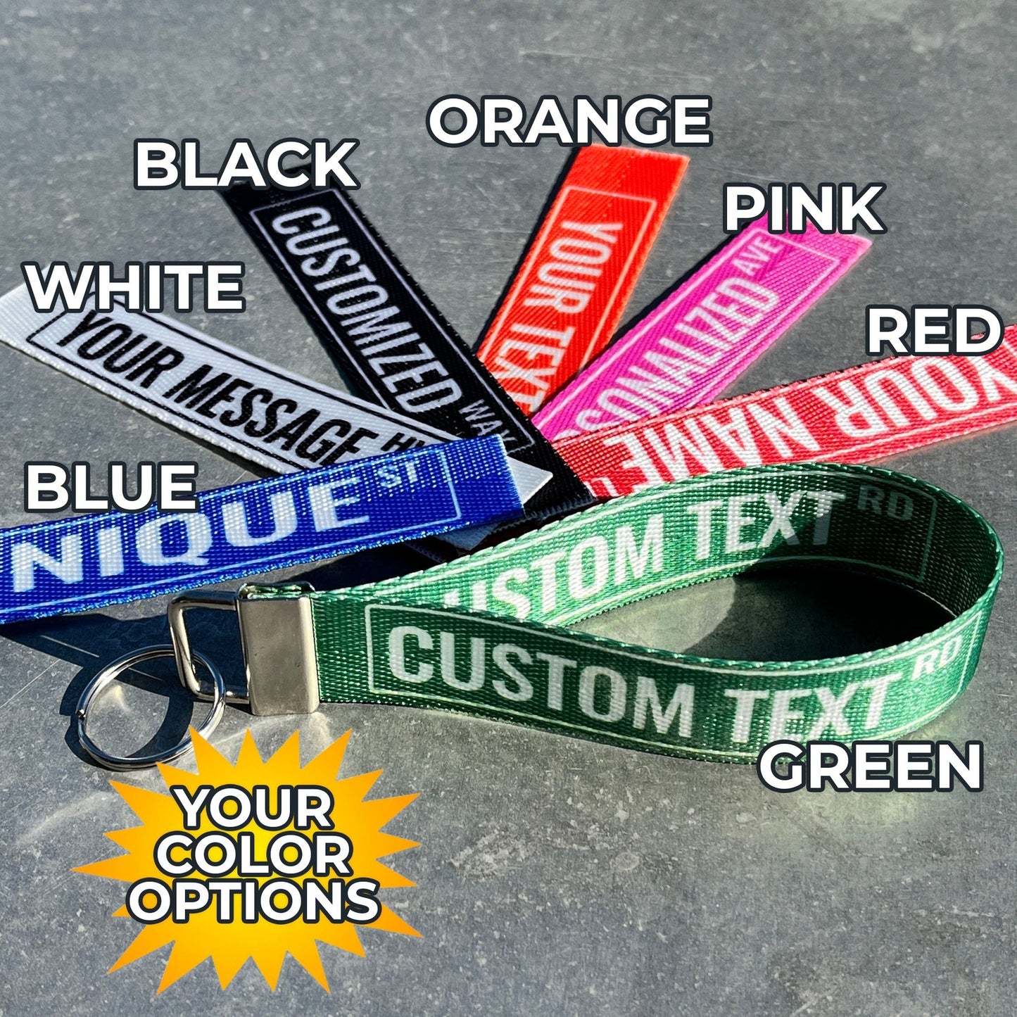 Street Sign Inspired Personalized Name Nylon Key Fob - Custom Wristlet Keychain