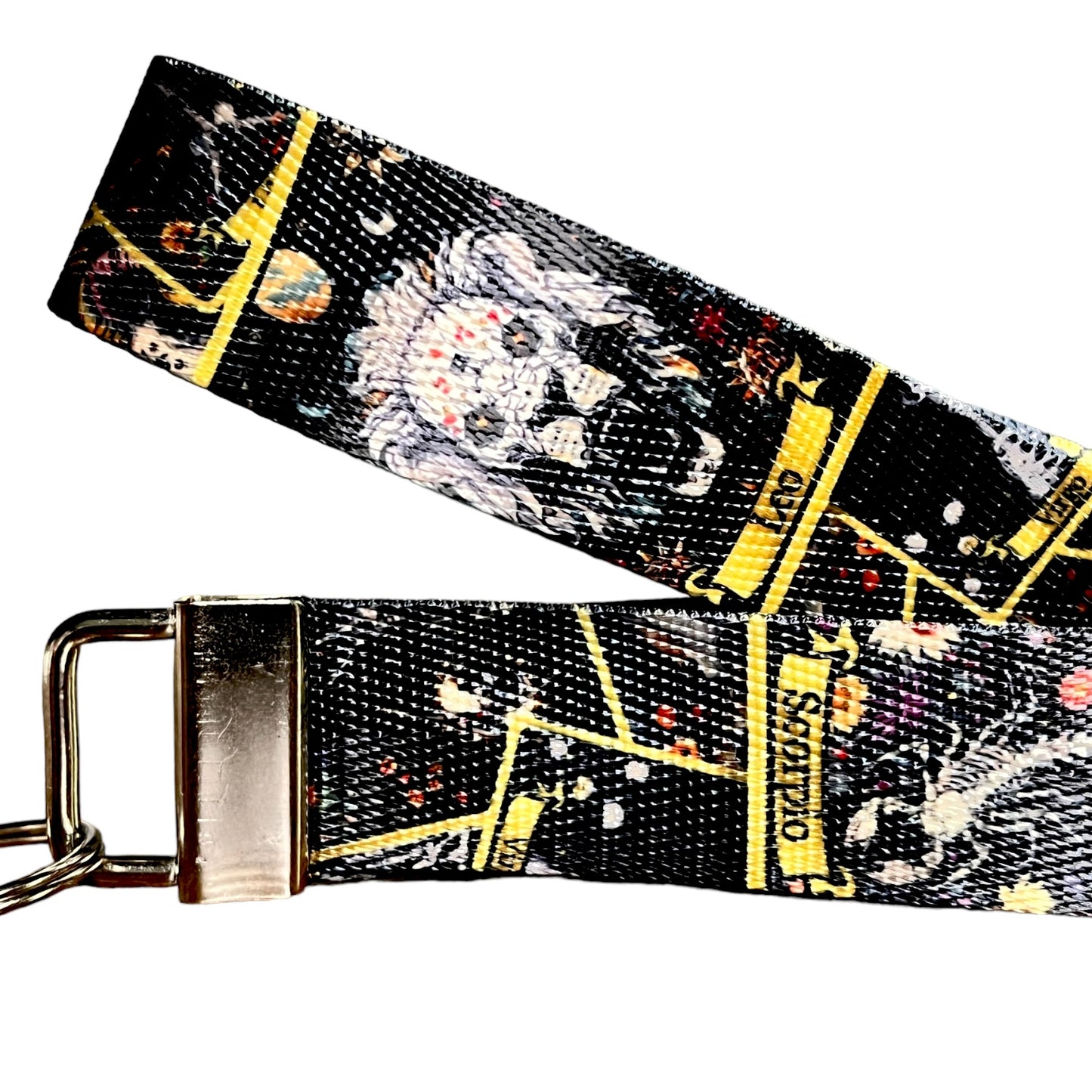 Zodiac Sign Card Design Nylon Keychain Wristlet Key Fob Lanyard - Tag for Keys - Aries, Taurus, Gemini, Cancer, Leo, Virgo, Libra, Scorpio, Sagittarius, Capricorn, Aquarius, Pisces