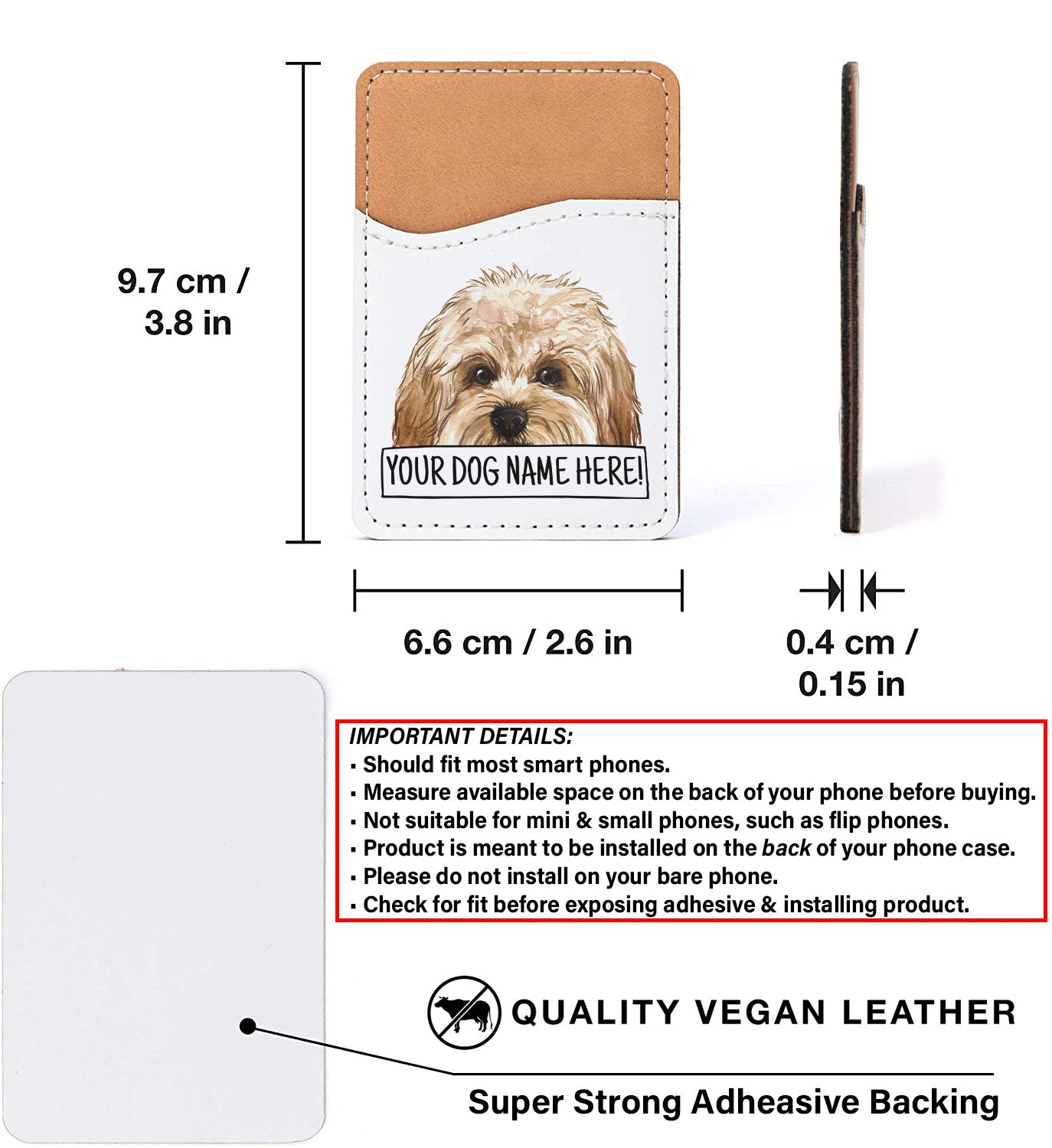 Add Your Dog Portrait and Name - Stick On Phone Wallet