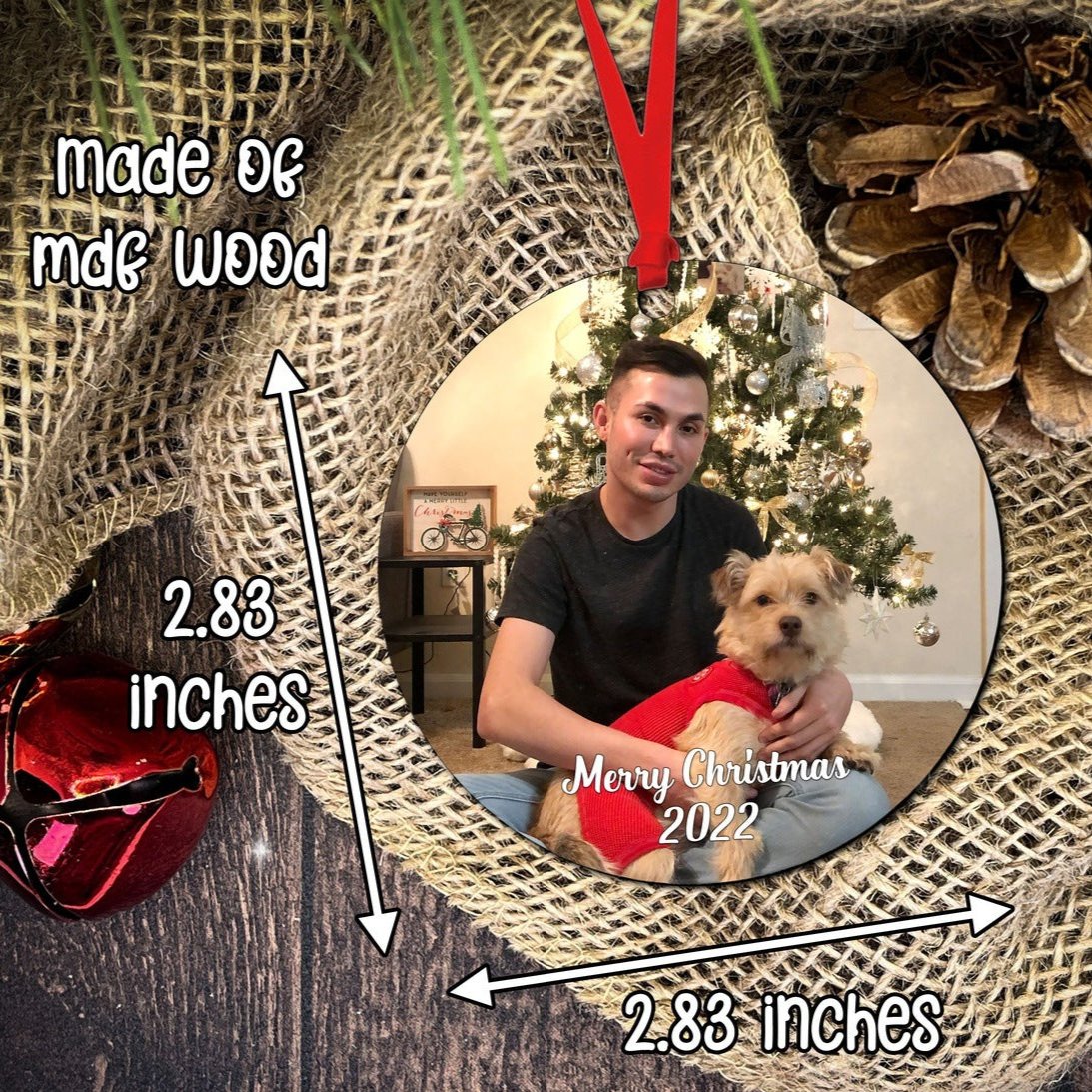 Circle Double Sided Wooden Ornament - Add Your Photo Christmas Ornament