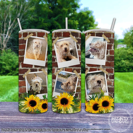 Brick Sunflower Photo Collage Tumbler