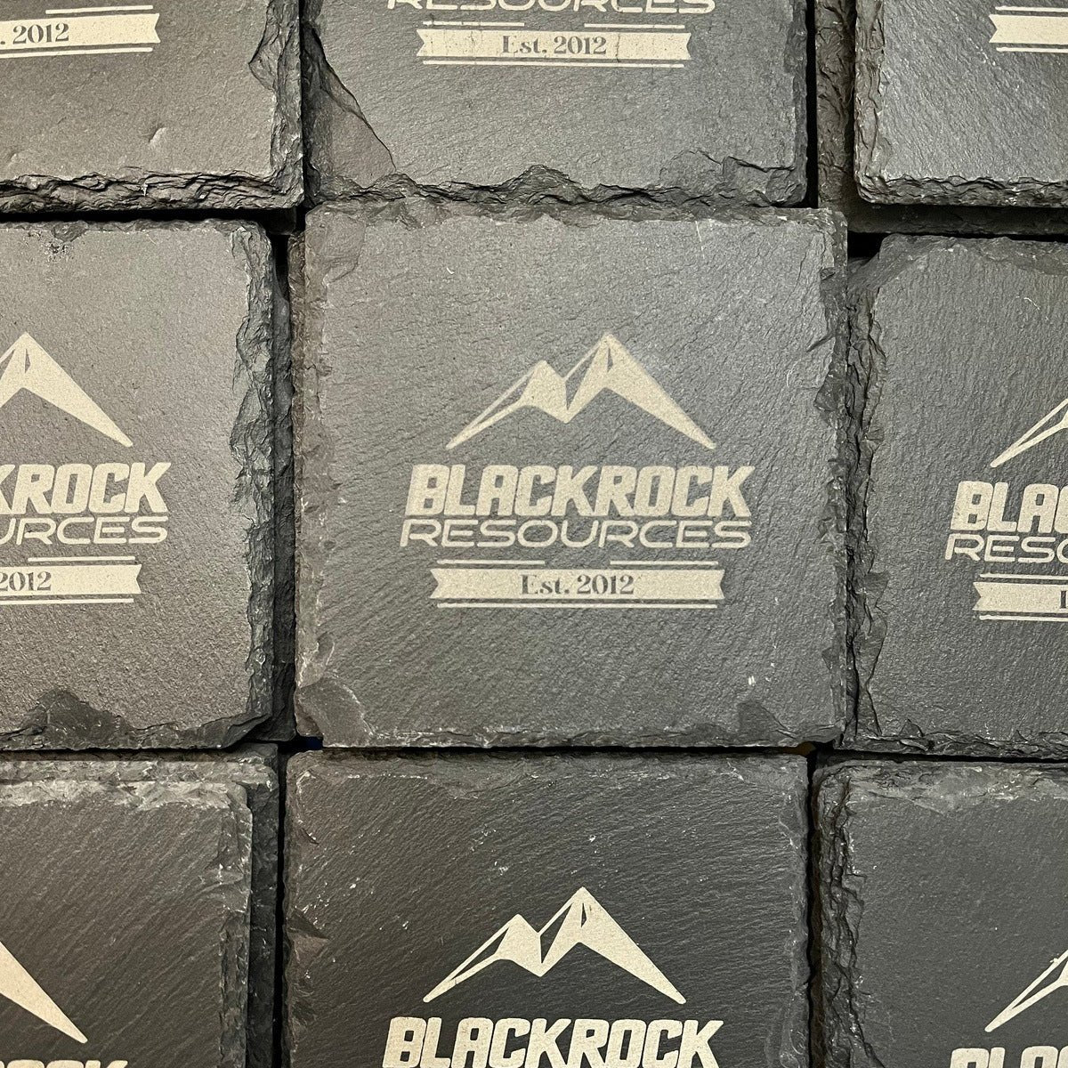 Custom Business Logo Laser Engraved Slate Drink Coasters