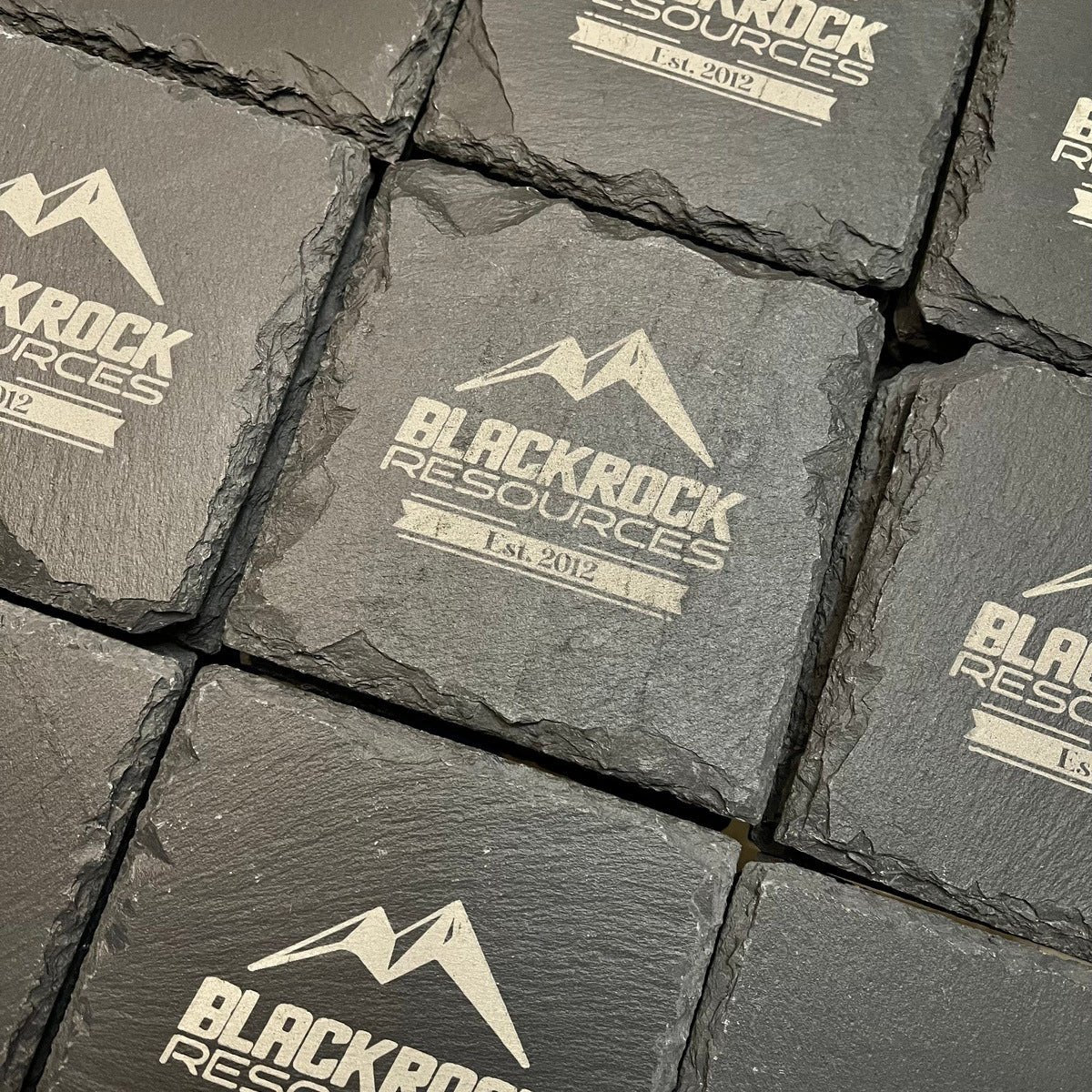 Custom Business Logo Laser Engraved Slate Drink Coasters