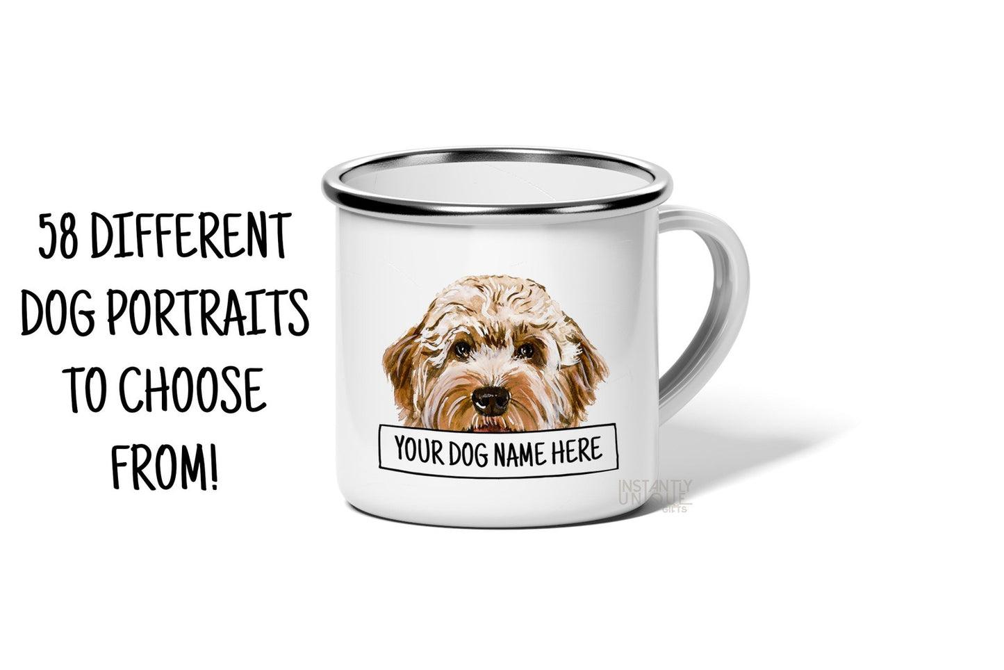 Custom Dog Photo with Name 12oz Enamel Mug