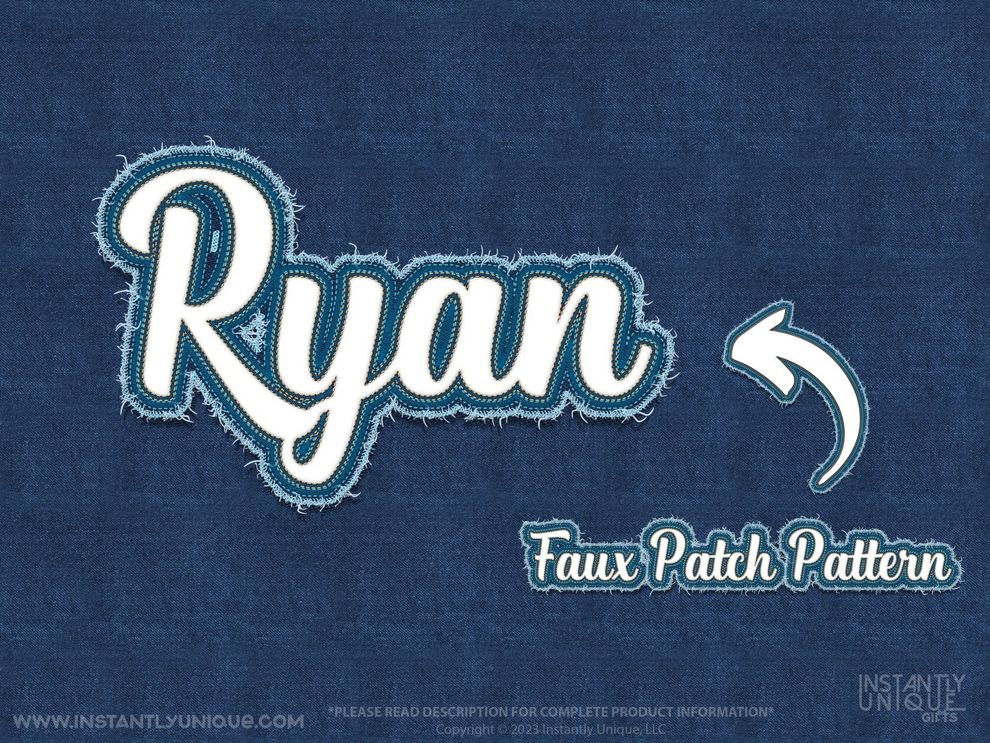 Faux Blue Jeans Tumbler with Custom Name Patch