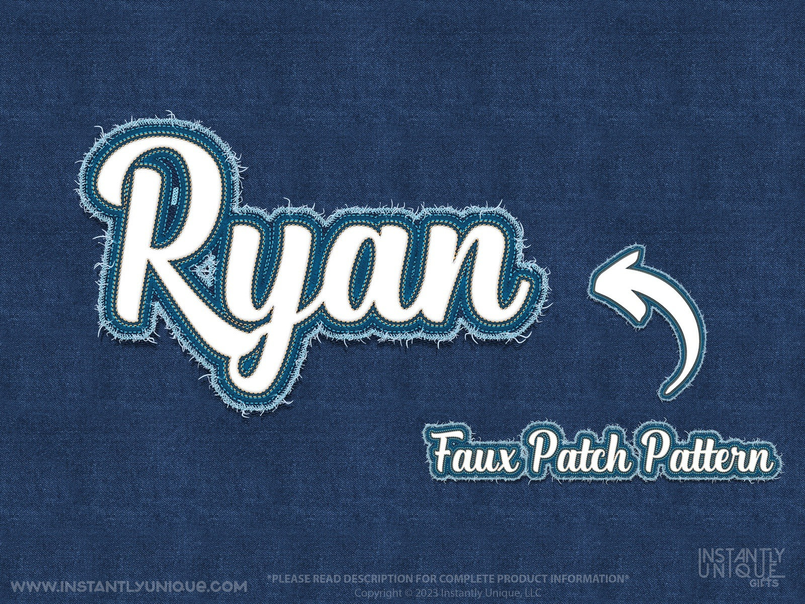 Faux Blue Jeans Tumbler with Custom Name Patch