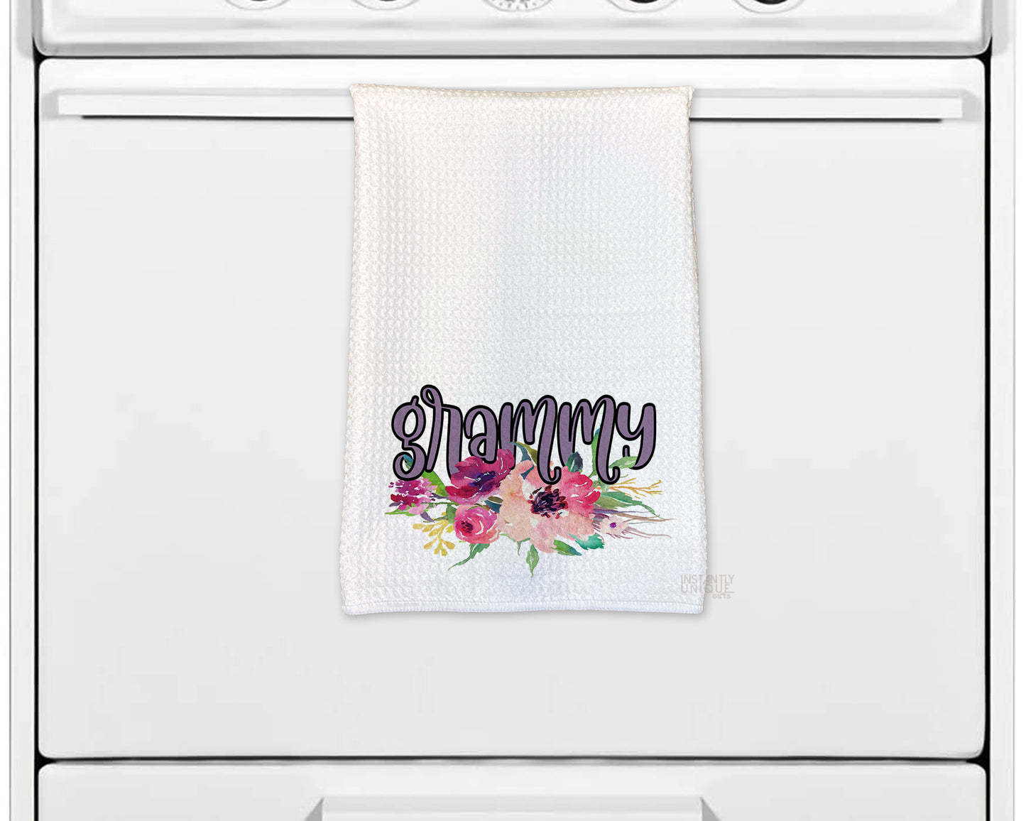 Grammy Floral Waffle Weave Kitchen Towel