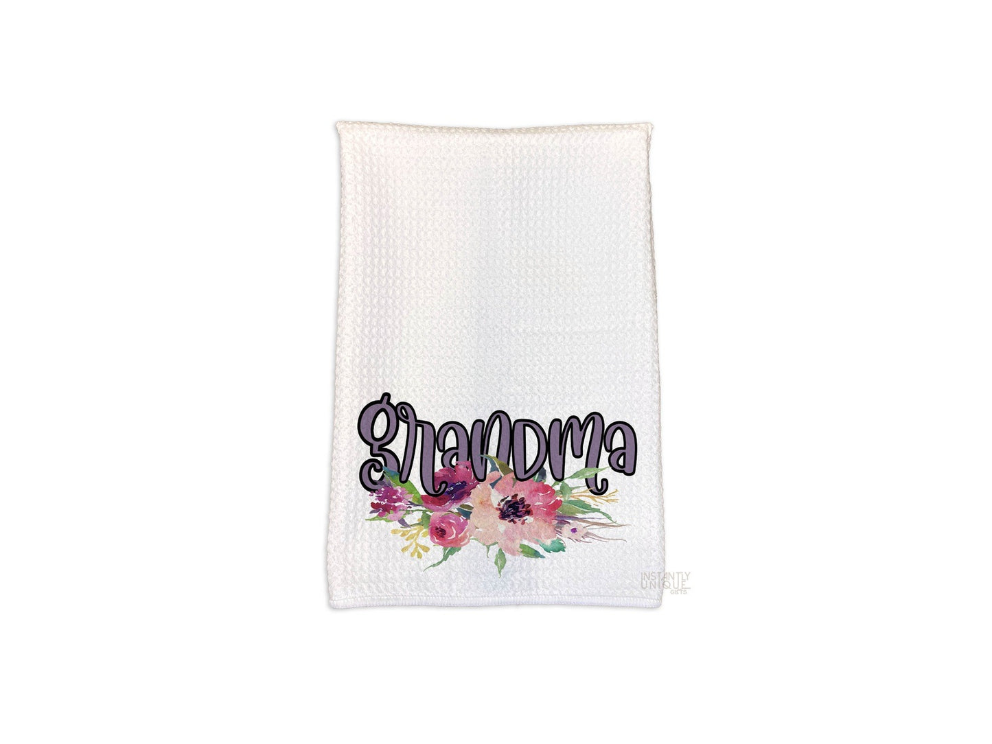 Grandma Floral Waffle Weave Kitchen Towel