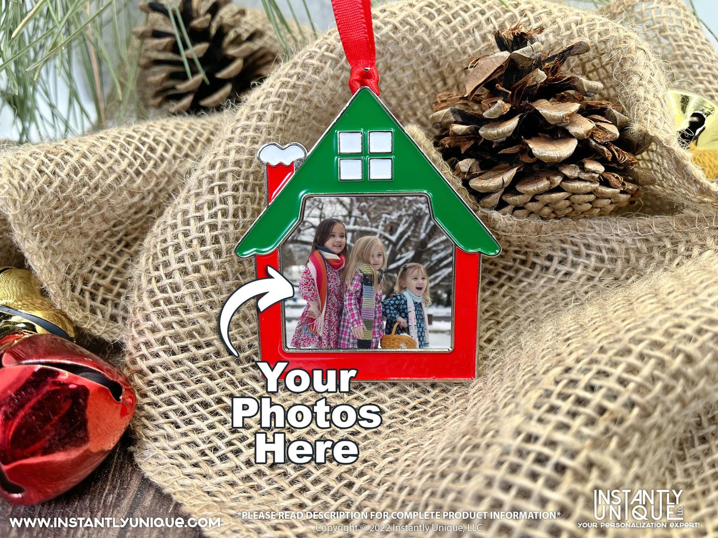 House Shaped Metal Ornament - Add Your Photo Christmas Ornament