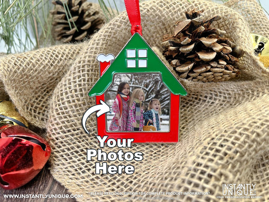 House Shaped Metal Ornament - Add Your Photo Christmas Ornament