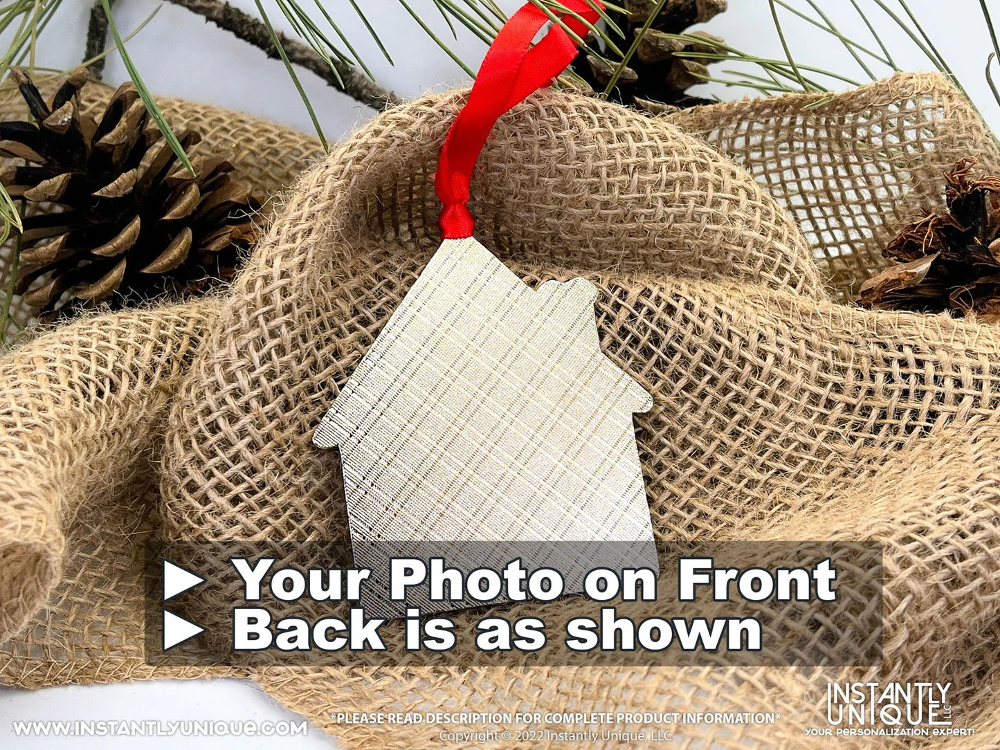 House Shaped Metal Ornament - Add Your Photo Christmas Ornament